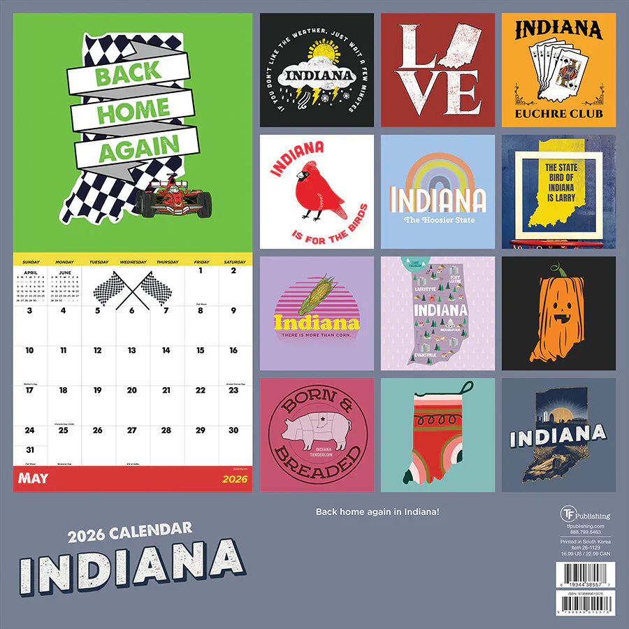 2026 Home: Indiana - Square Wall Calendar