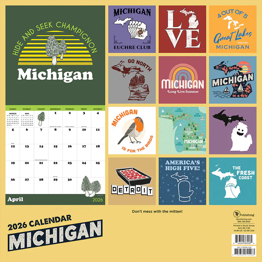 2026 Home: Michigan - Square Wall Calendar