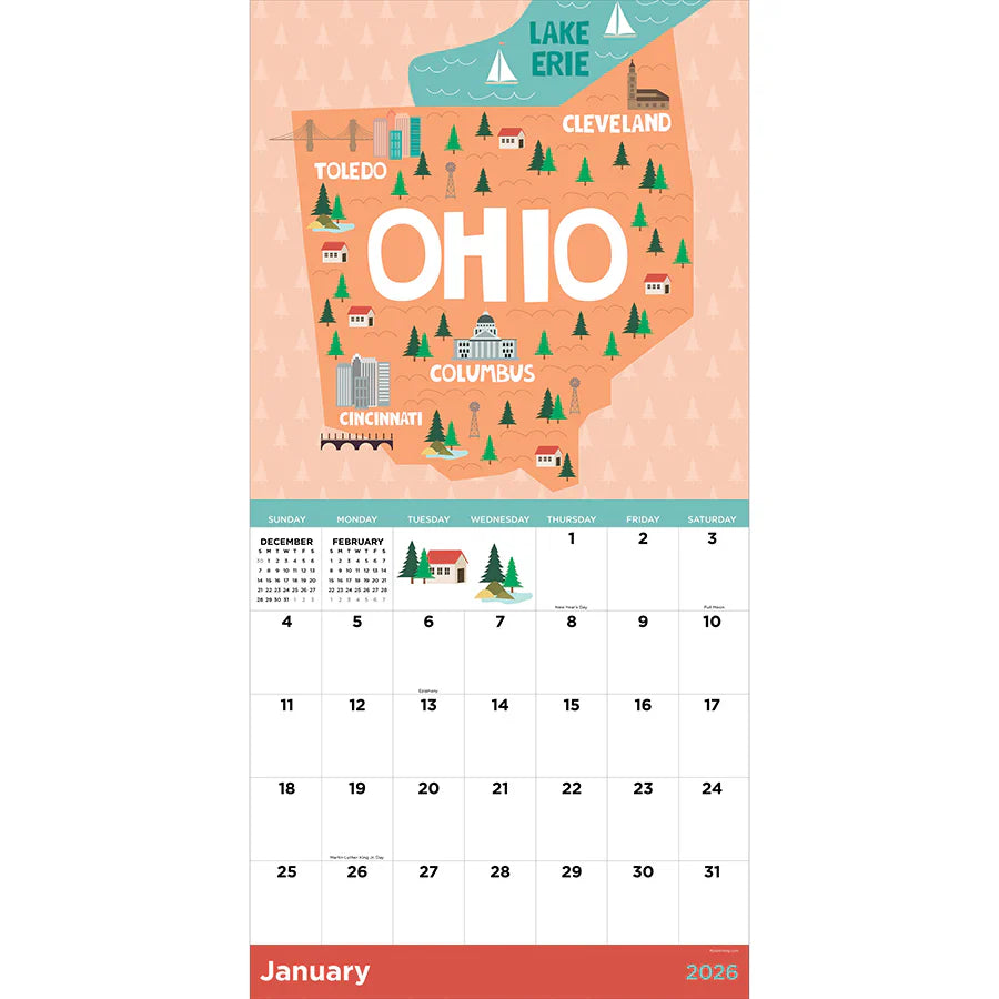 2026 Home: Ohio - Square Wall Calendar
