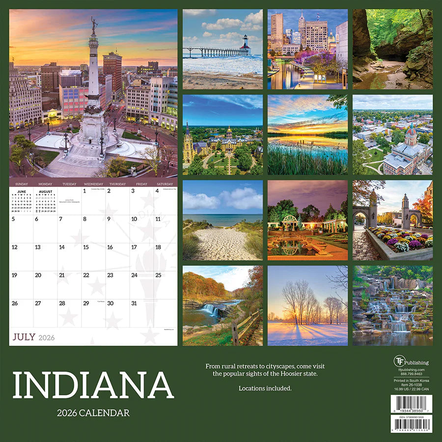 2026 Indiana - Square Wall Calendar