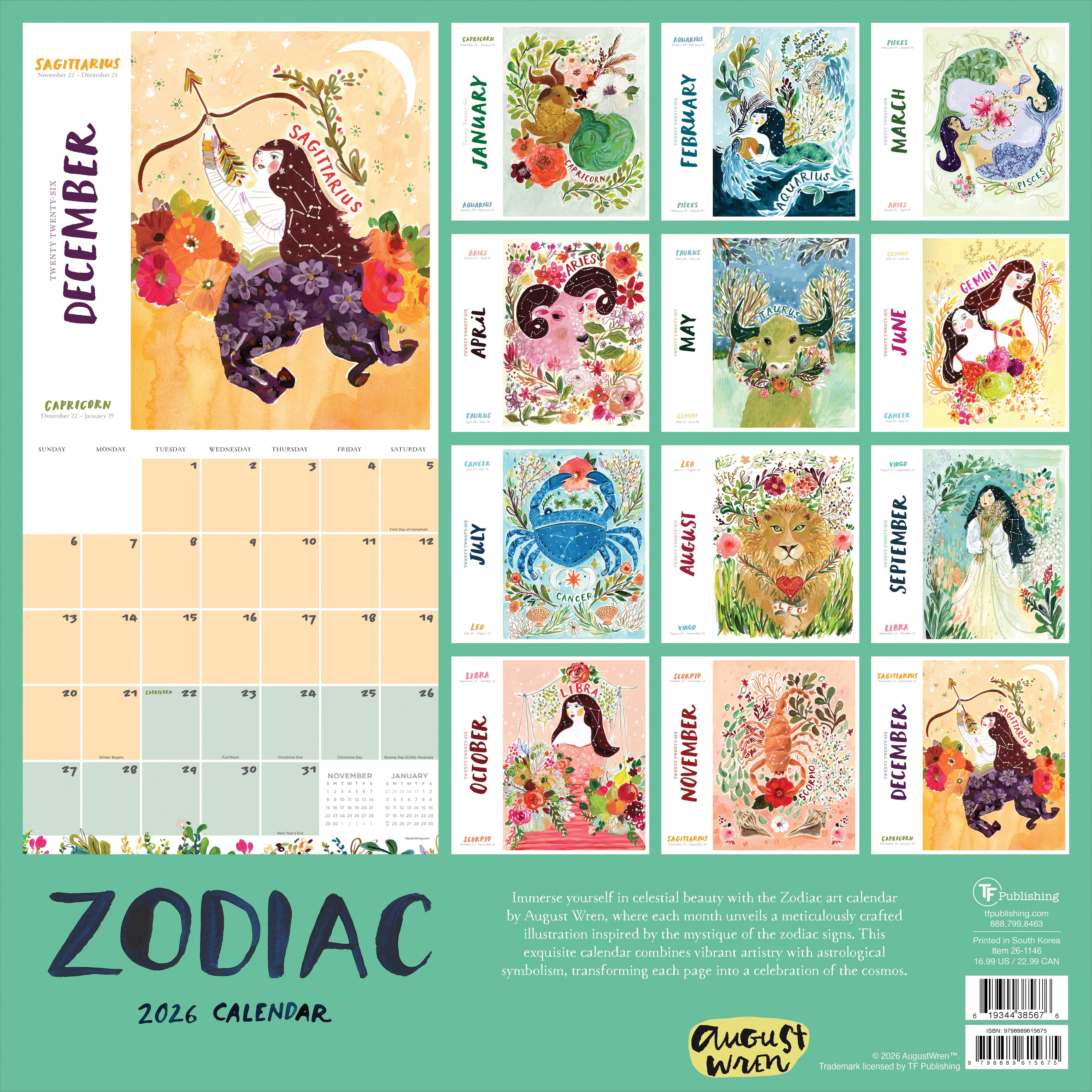 2026 Zodiac - Square Wall Calendar