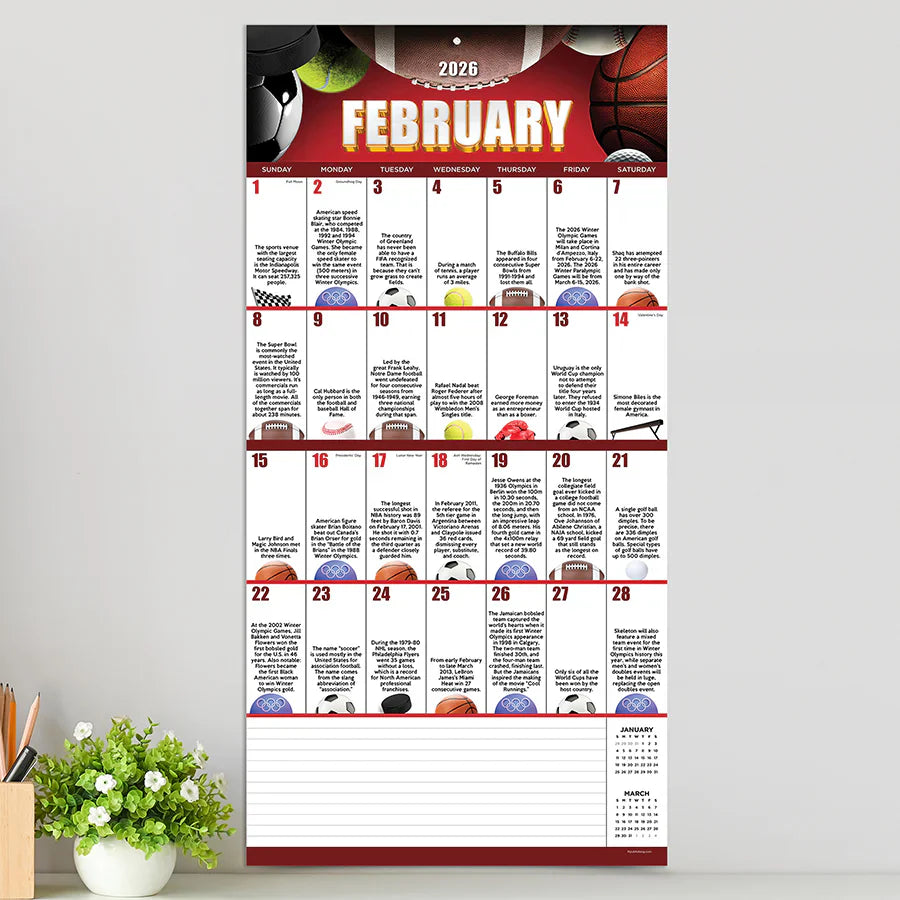 2026 Sports Facts & Trivia - Square Wall Calendar