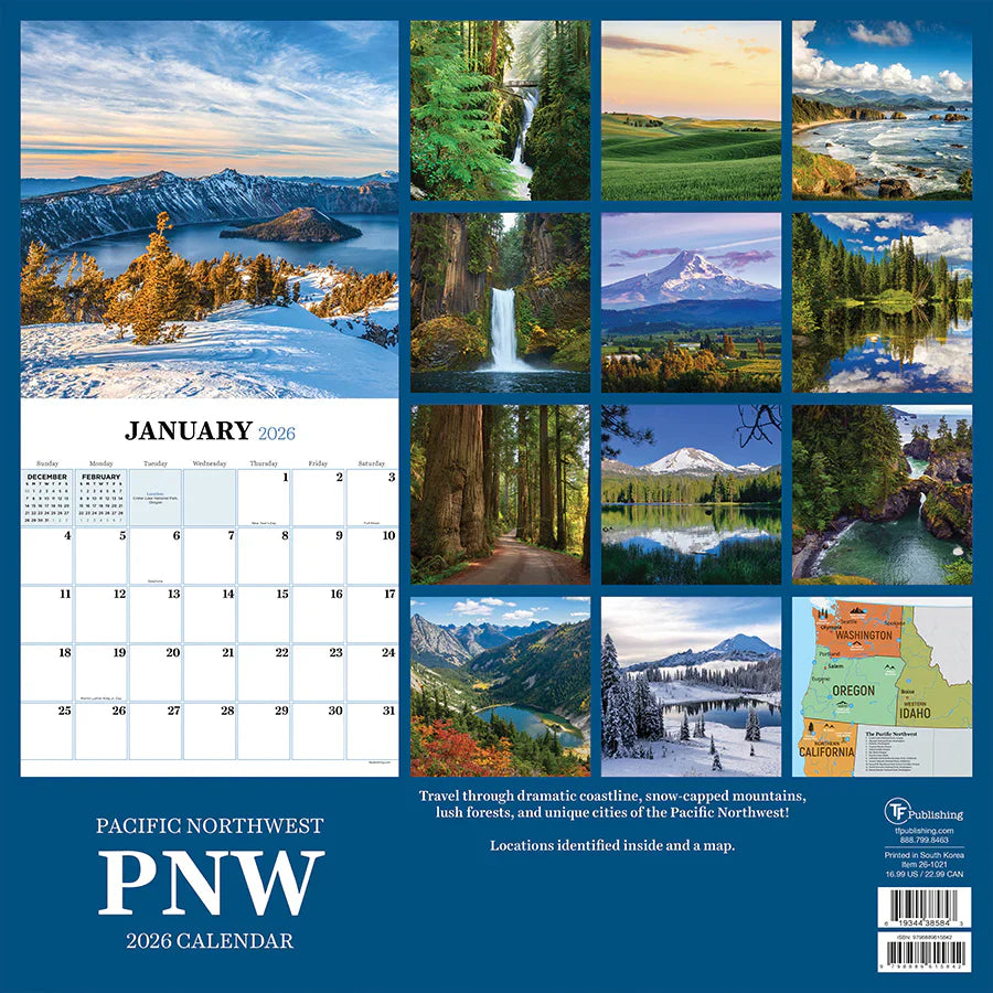 2026 Pacific Northwest - Square Wall Calendar