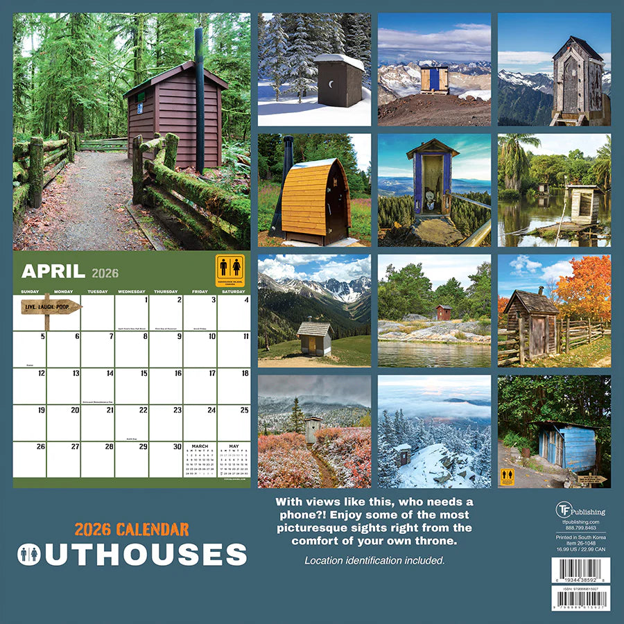 2026 Outhouses - Square Wall Calendar