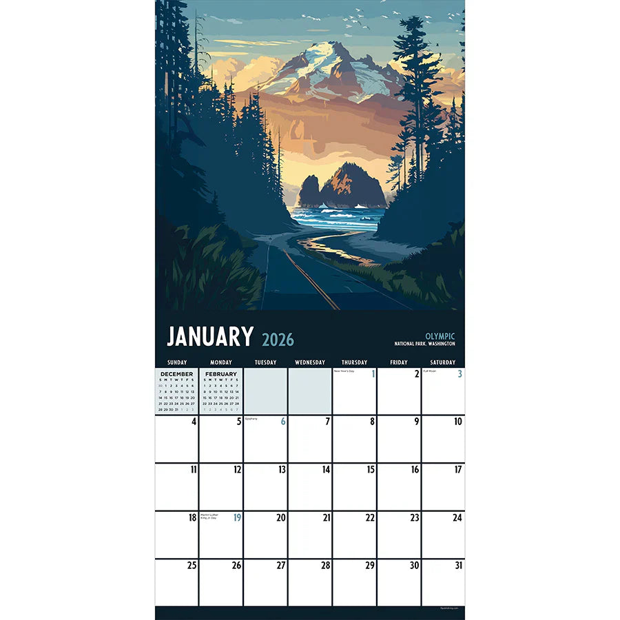 2026 National Parks-Art - Square Wall Calendar