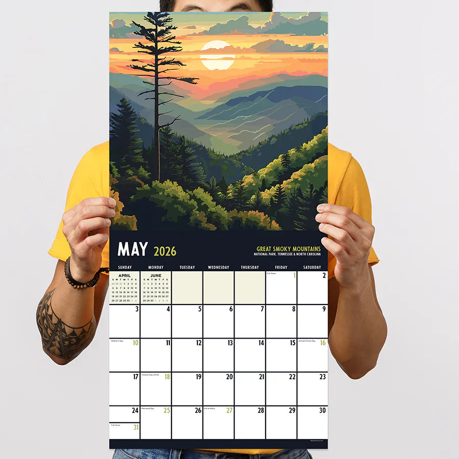 2026 National Parks-Art - Square Wall Calendar