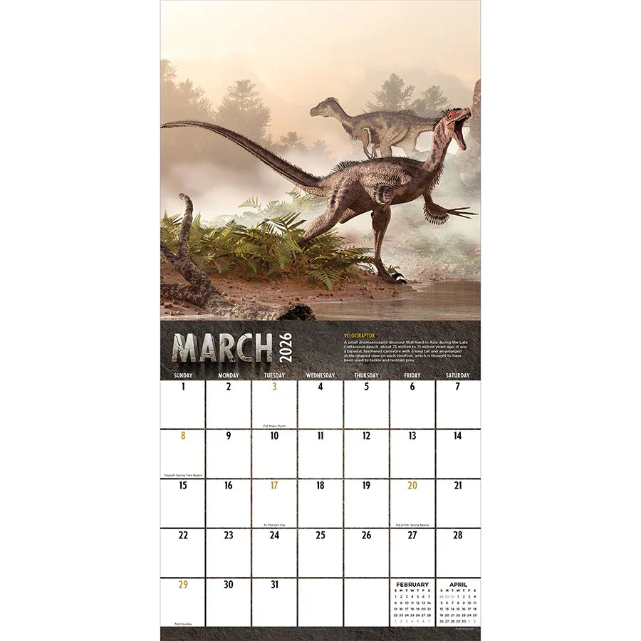 2026 Dinosaurs - Square Wall Calendar