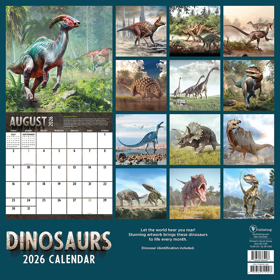 2026 Dinosaurs - Square Wall Calendar