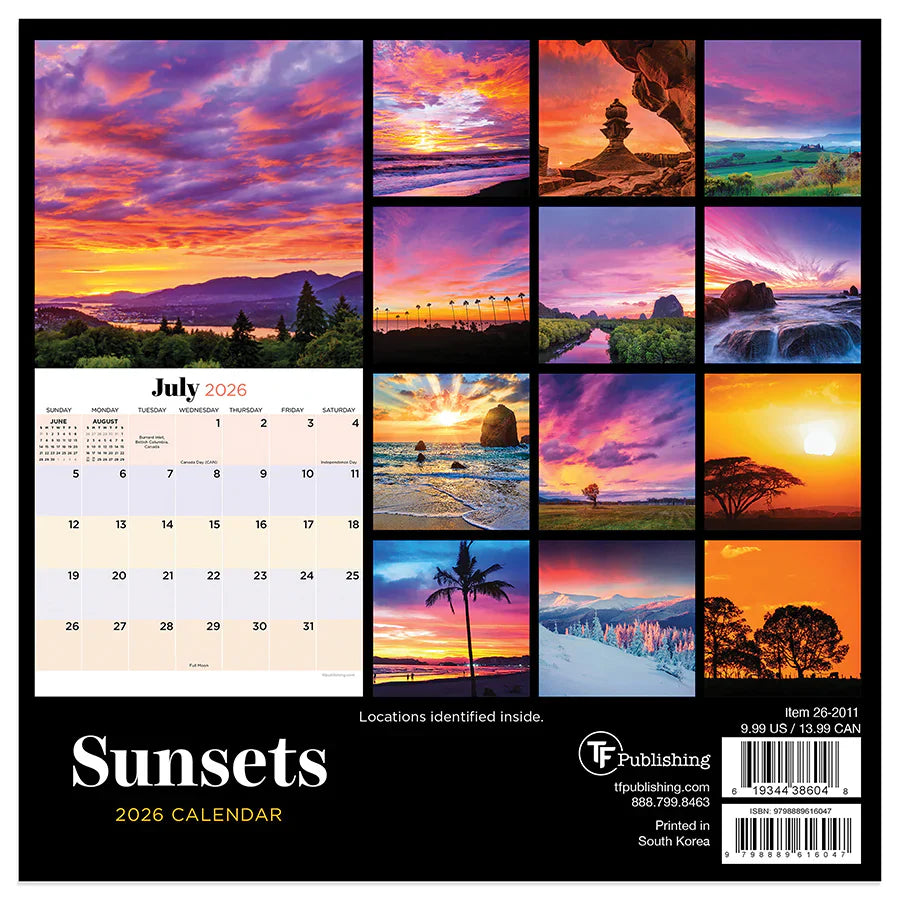 2026 Sunsets - Mini Wall Calendar