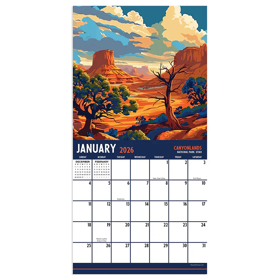 2026 National Parks-Art - Mini Wall Calendar