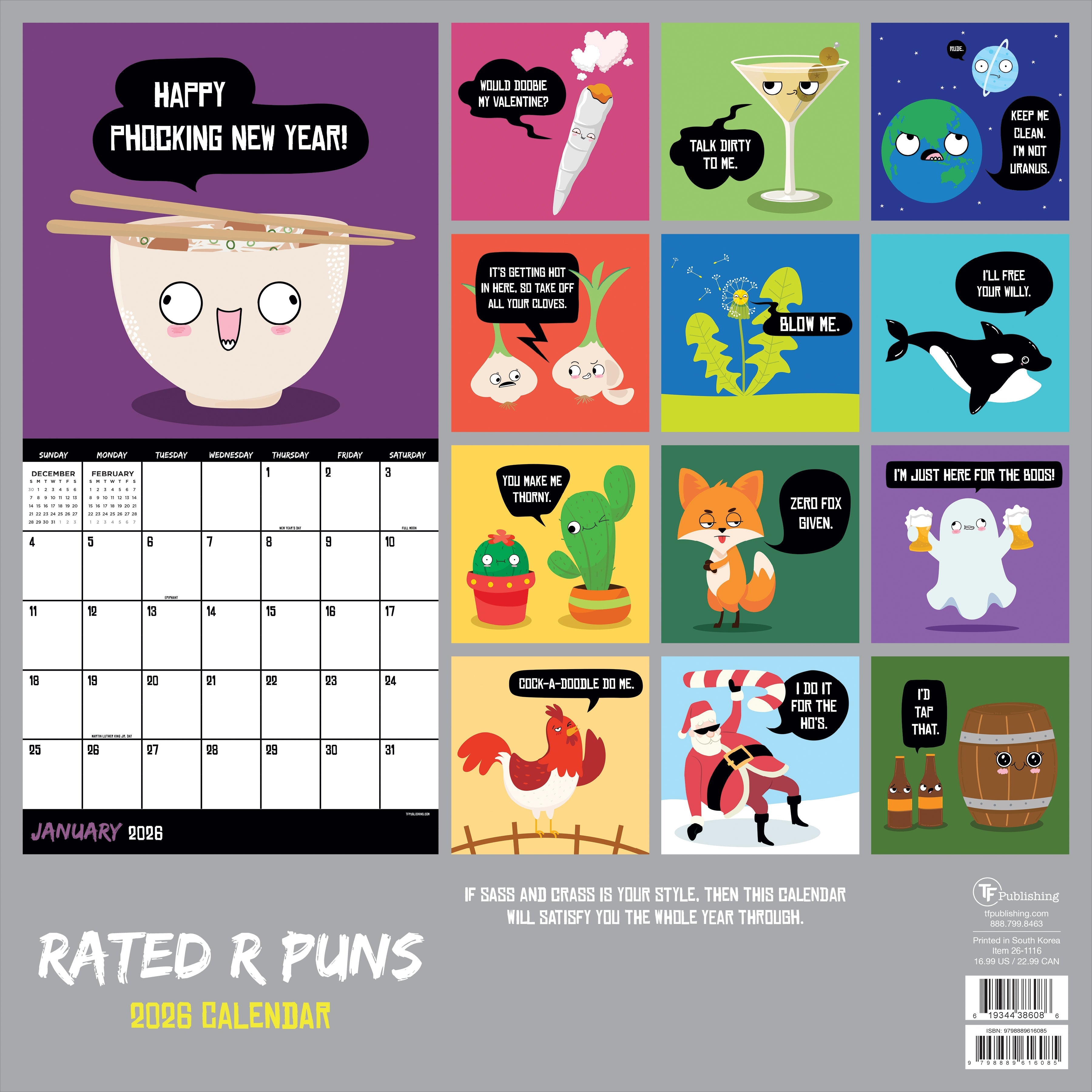 2026 Rated R Puns - Square Wall Calendar