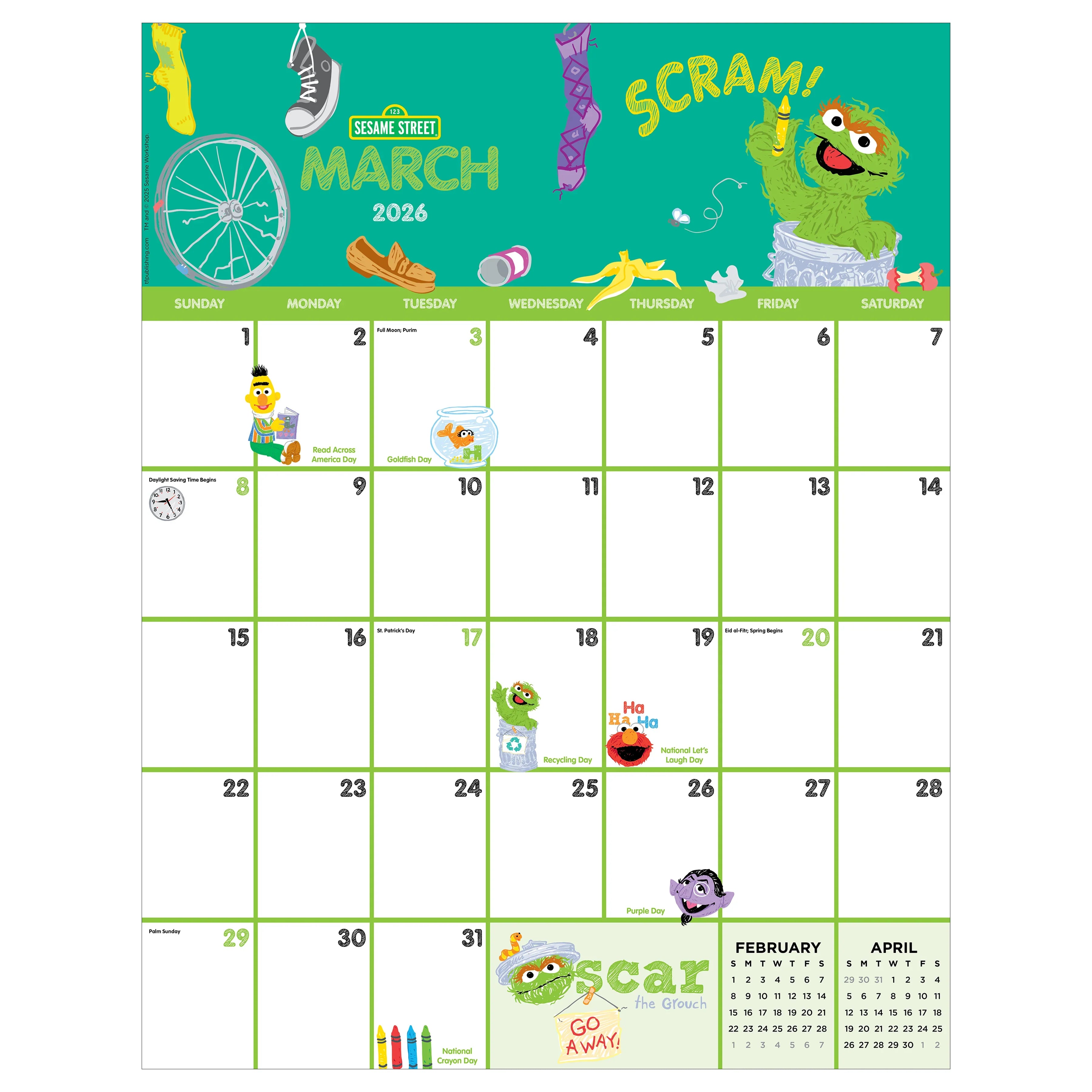 2026 Sesame Street Large Art Poster - Deluxe Wall Calendar