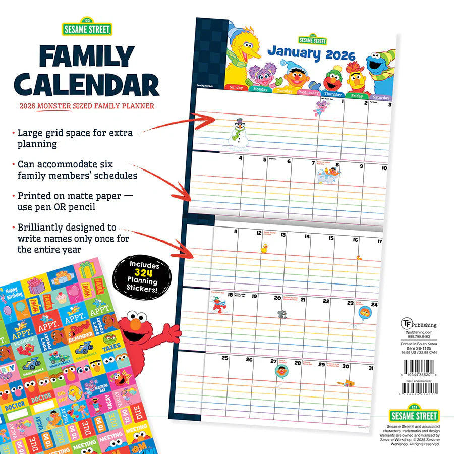 2026 Sesame Street: Monster Sized Family Planner
