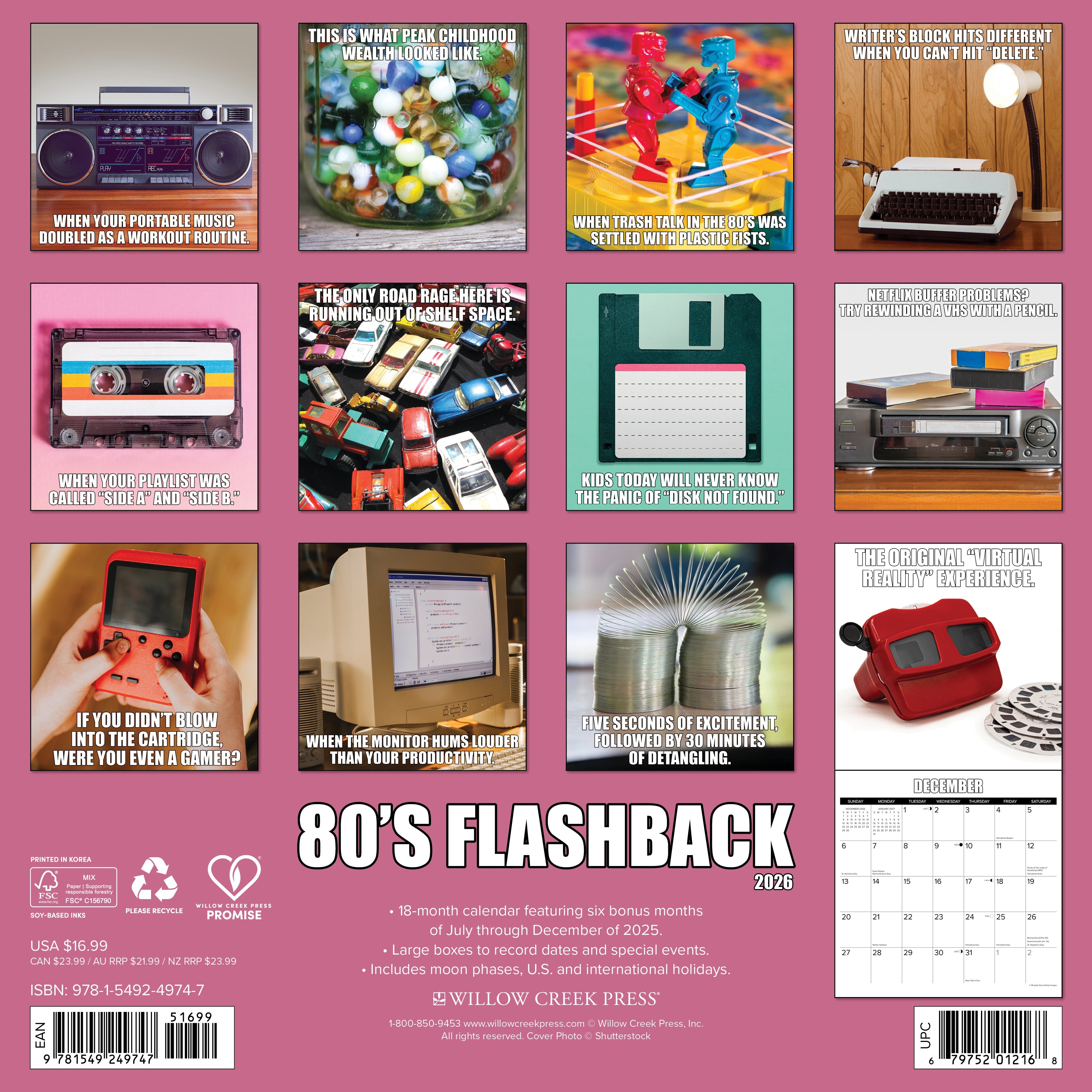 2026 80's Flashback - Square Wall Calendar