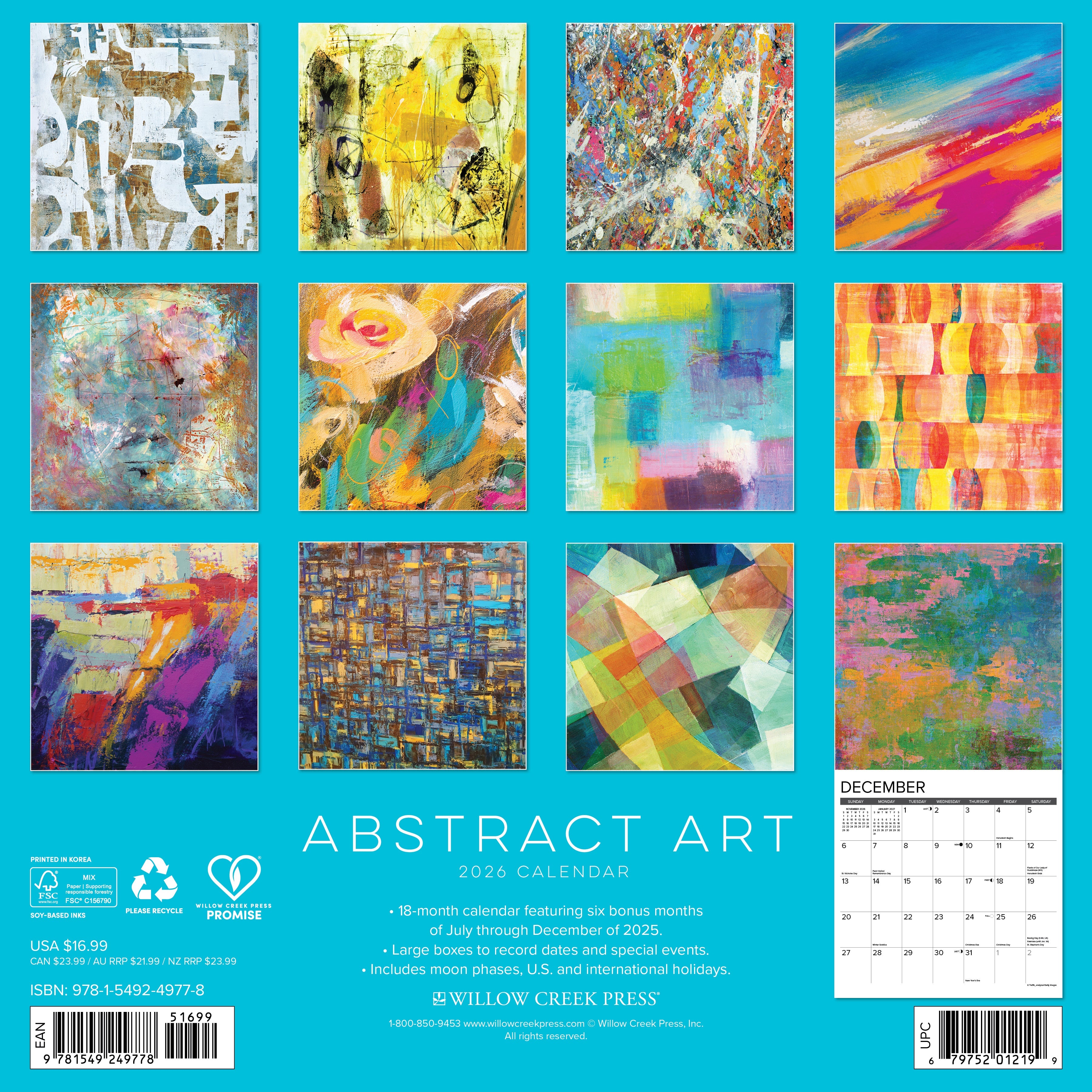 2026 Abstract Art - Square Wall Calendar
