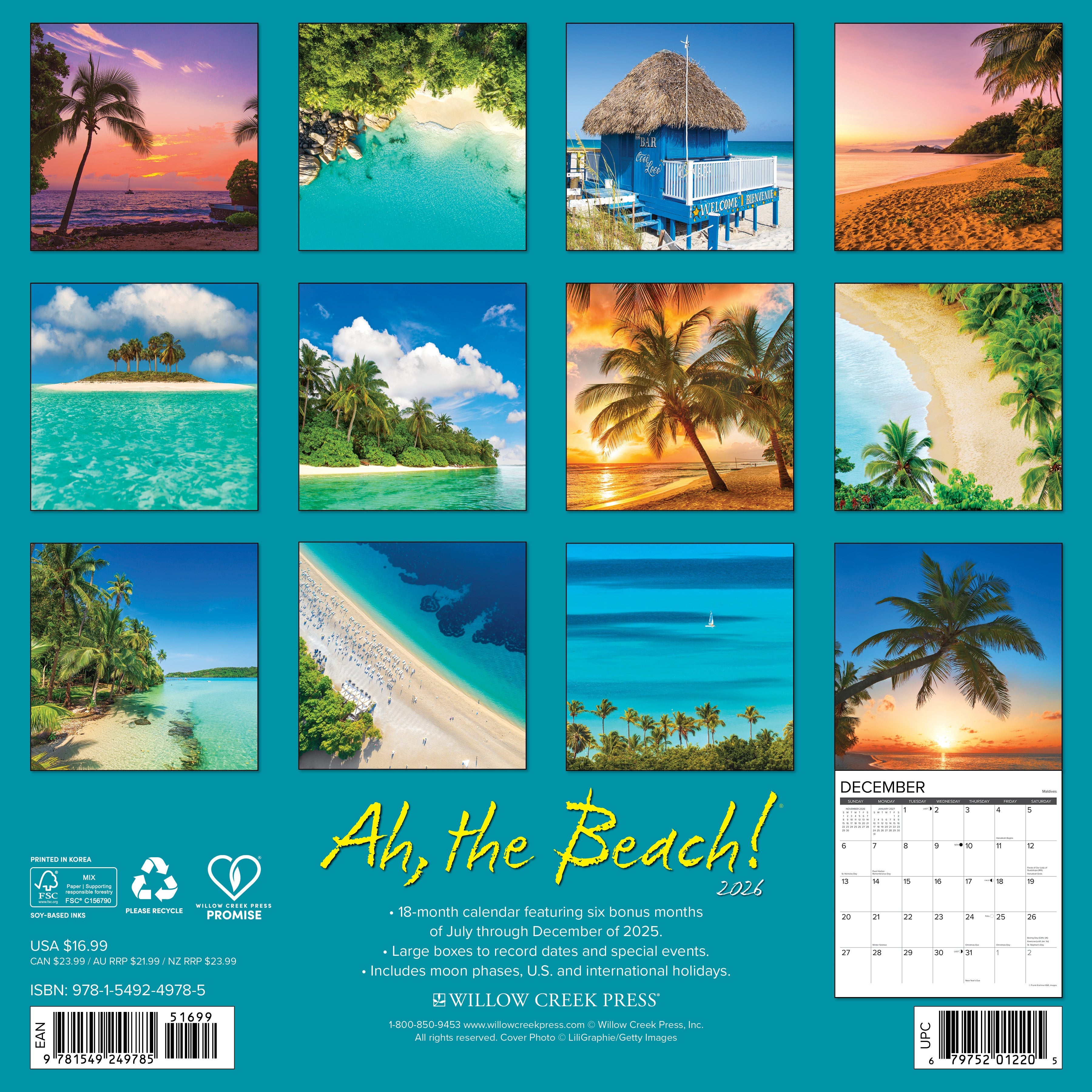 2026 Ah, the Beach! - Square Wall Calendar