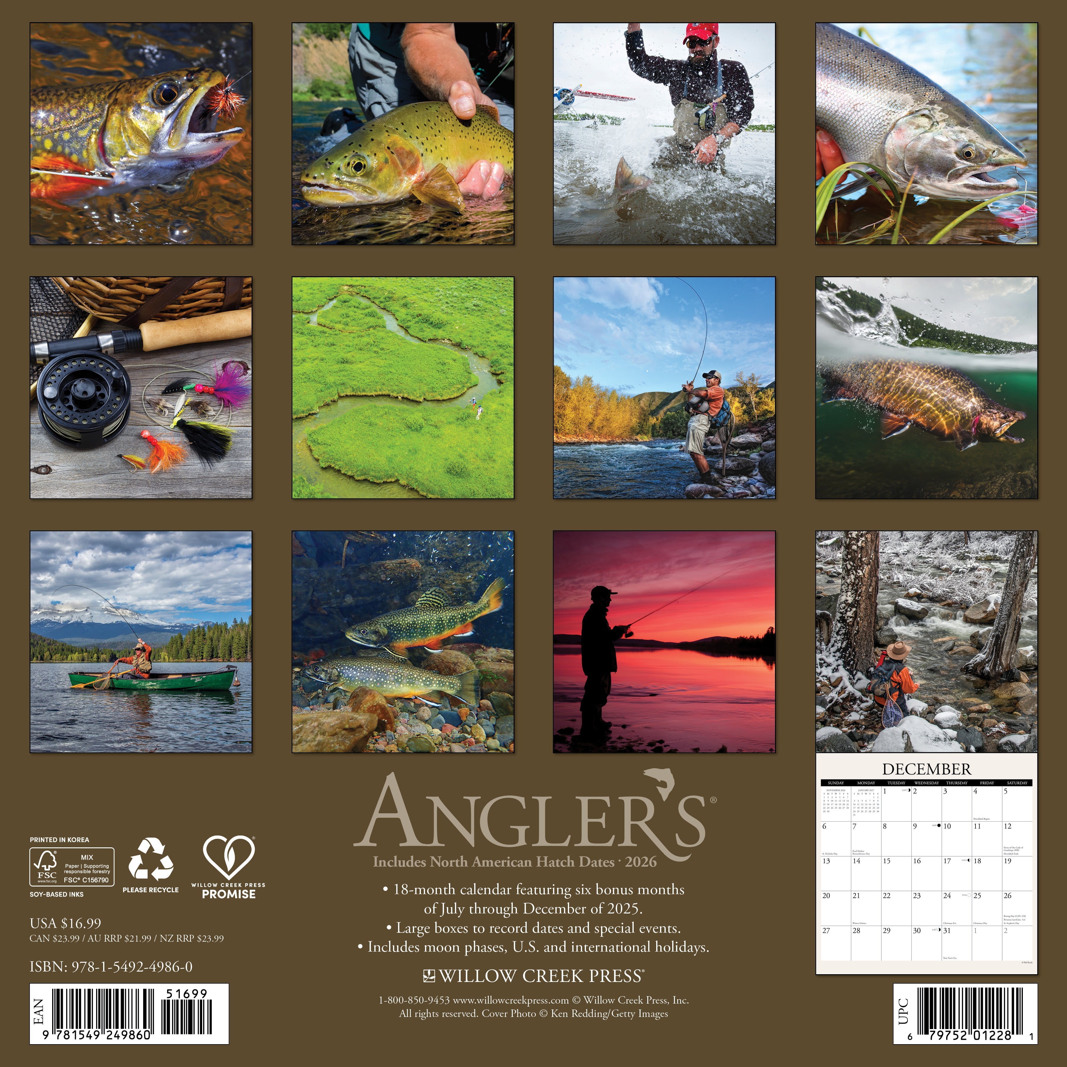 2026 Angler's - Square Wall Calendar