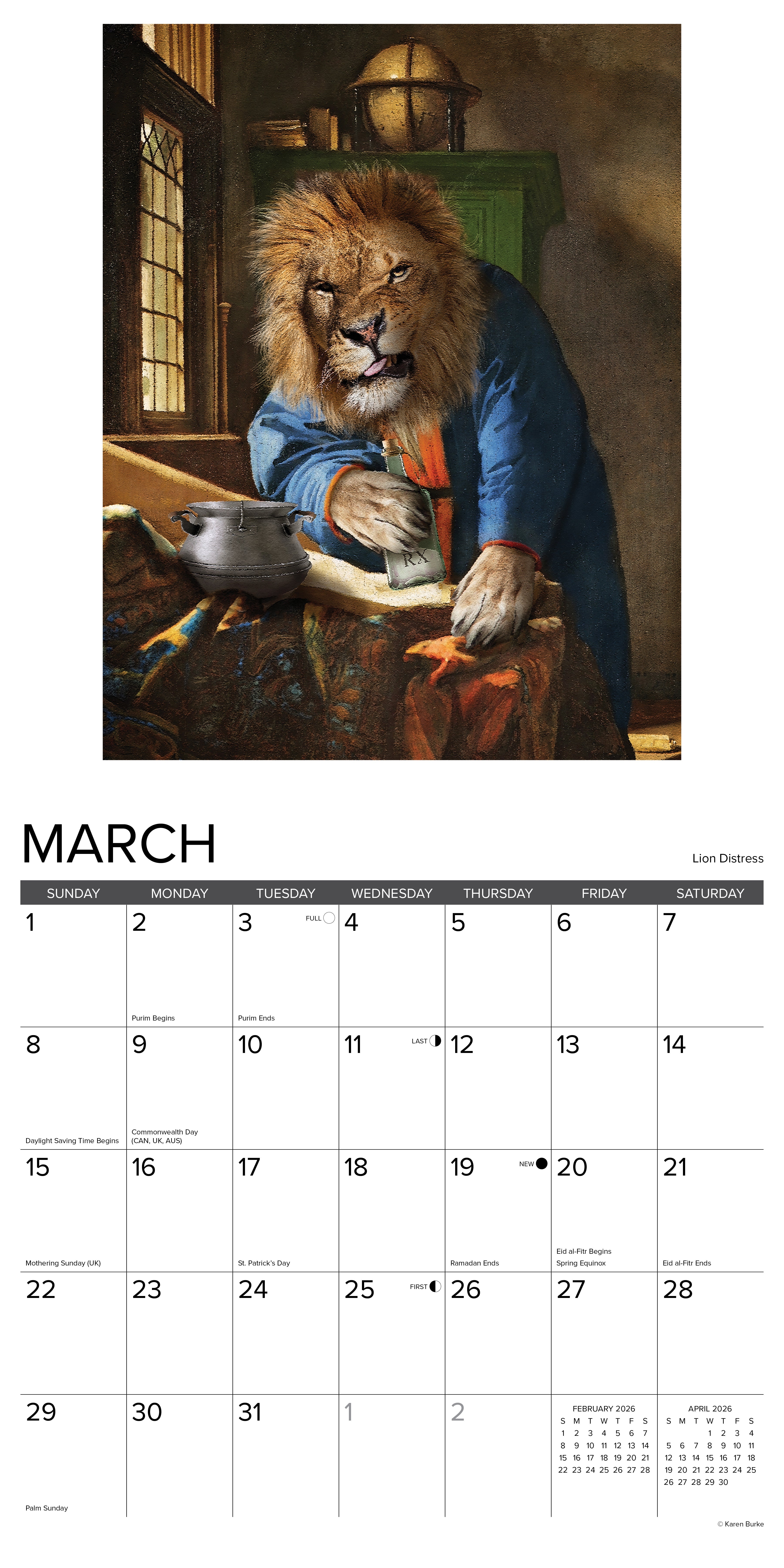 2026 Animal Masterpieces - Square Wall Calendar