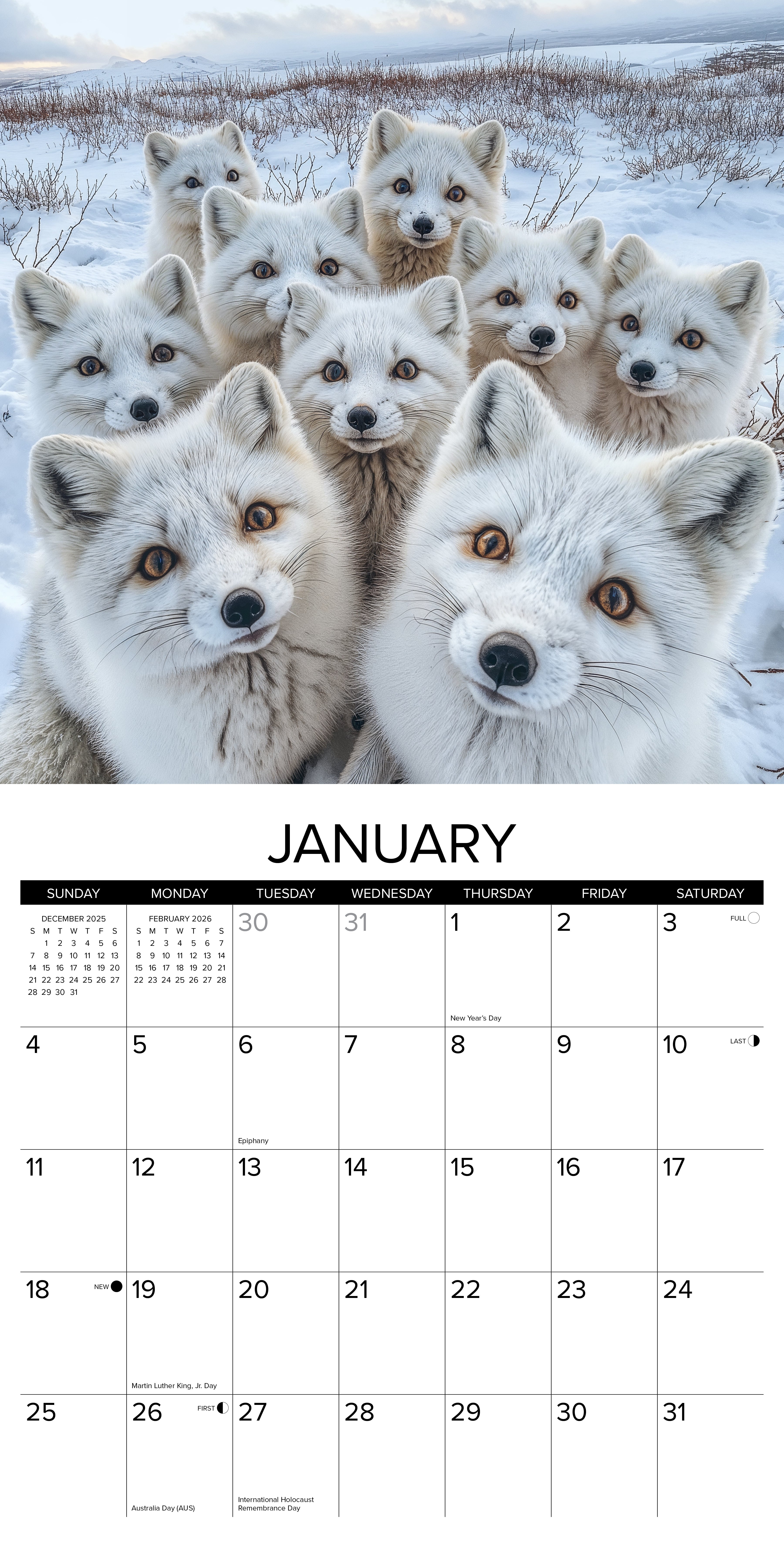 2026 Animal Selfies - Square Wall Calendar