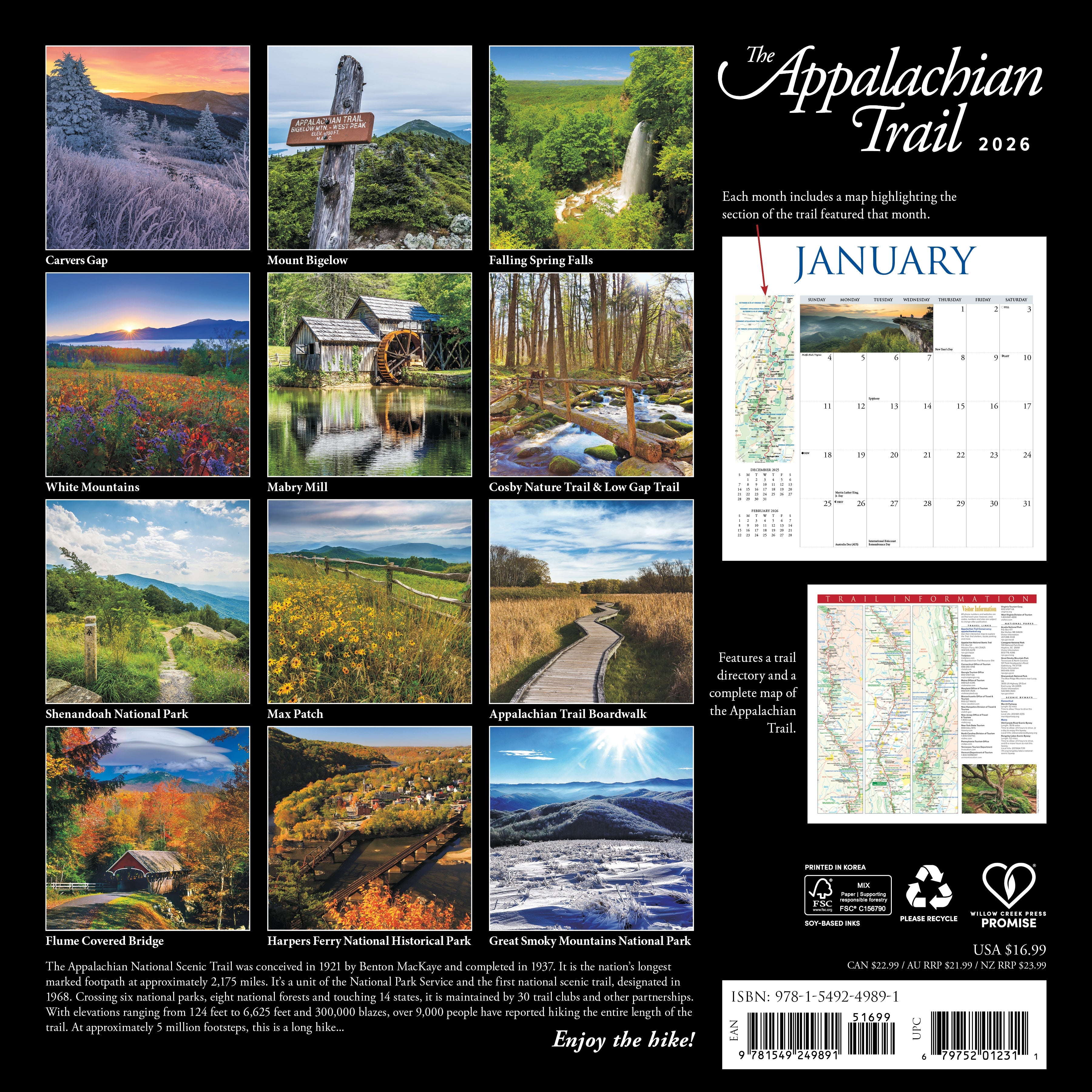 2026 The Appalachian Trail - Square Wall Calendar