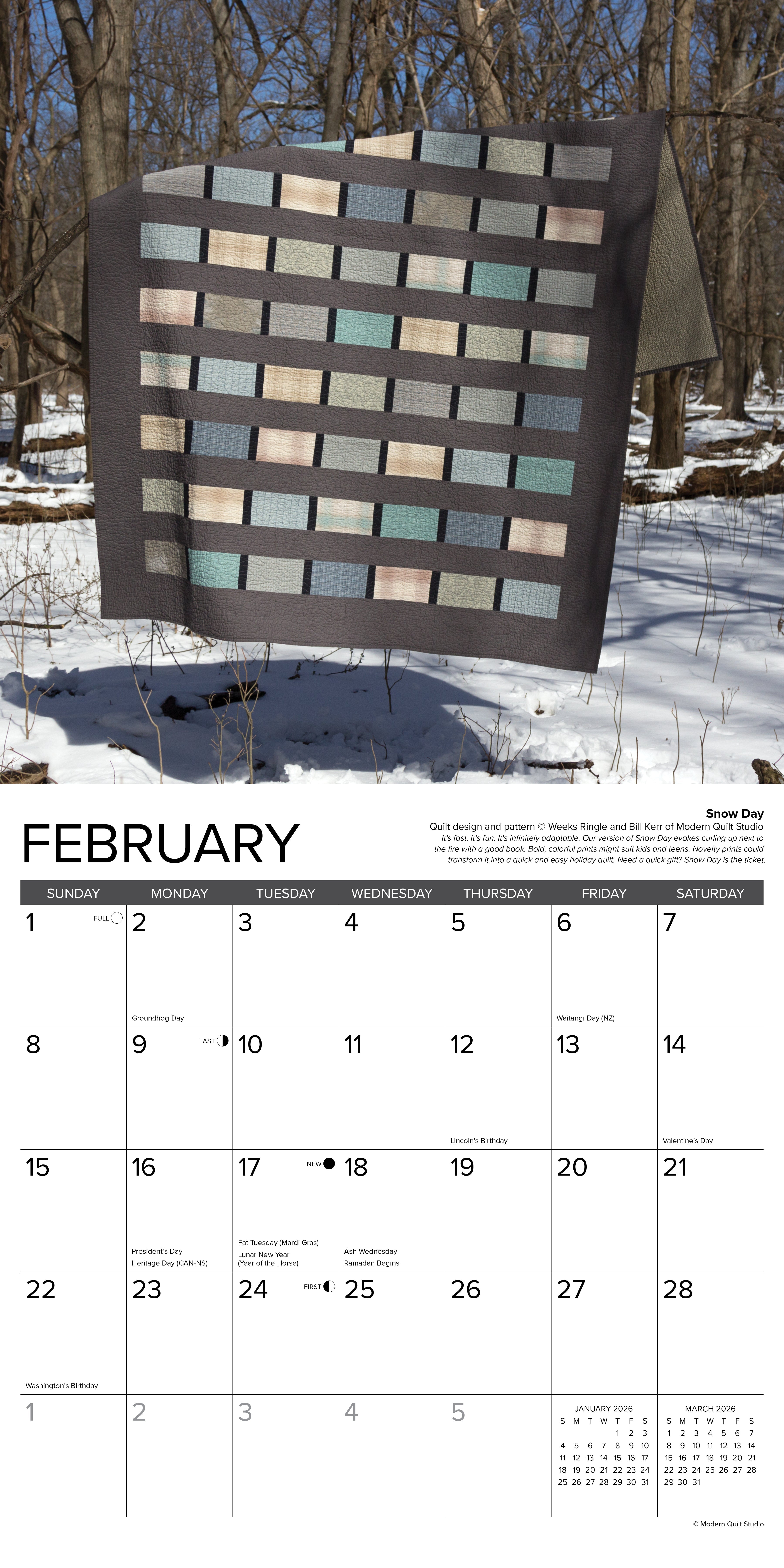 2026 The Art of the Quilt - Square Wall Calendar
