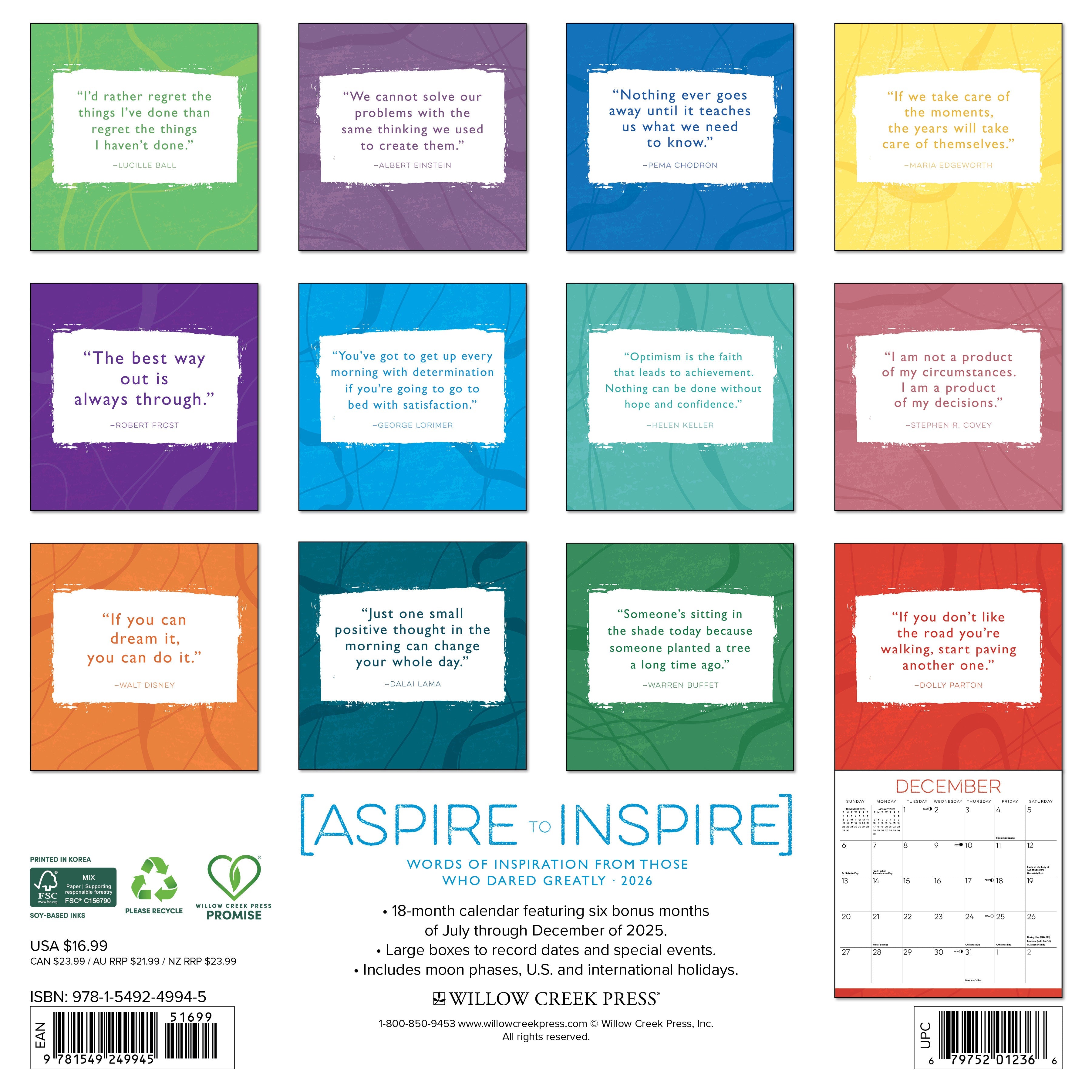 2026 Aspire to Inspire - Square Wall Calendar