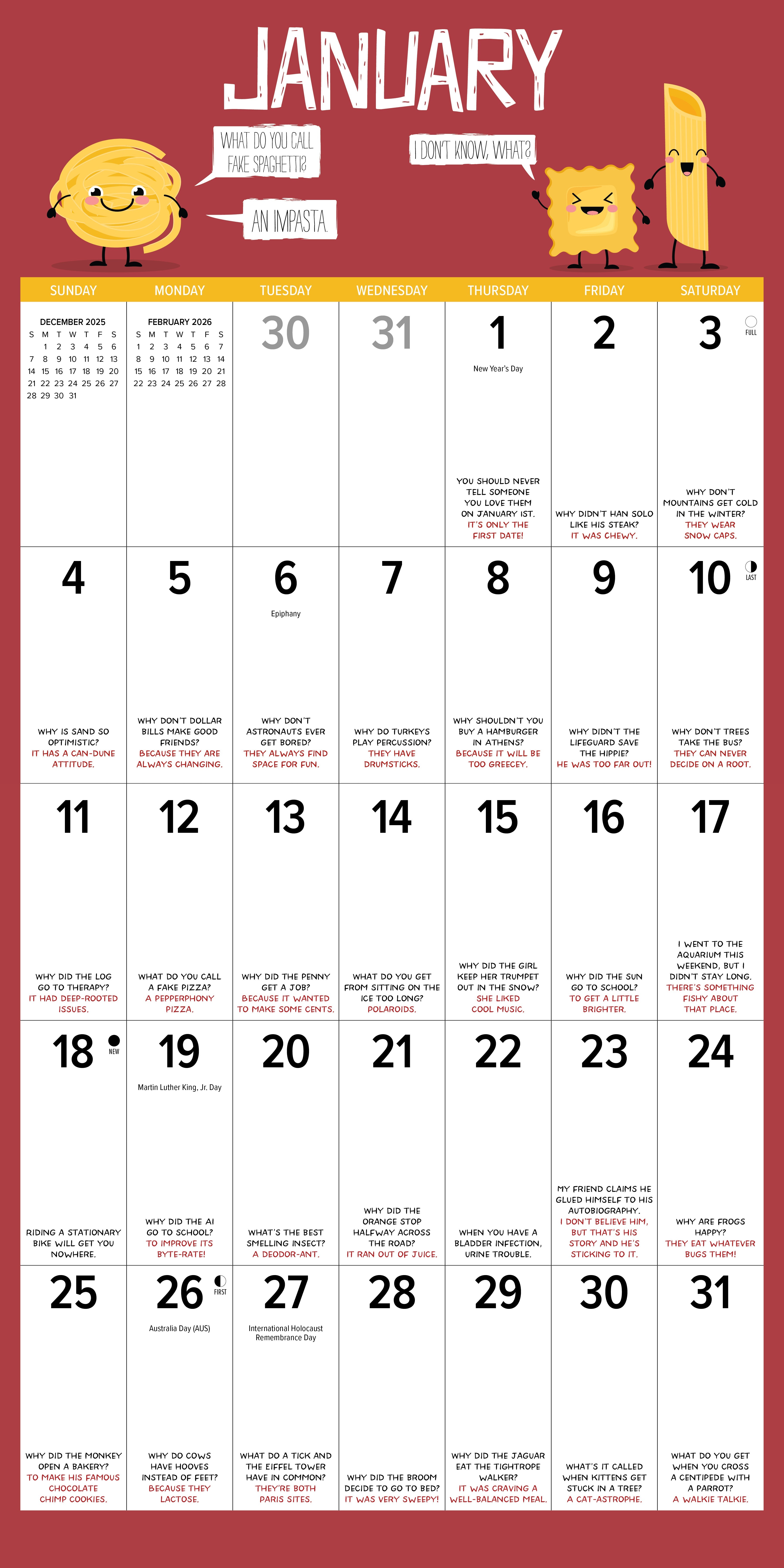 2026 Bad Dad Jokes - Square Wall Calendar