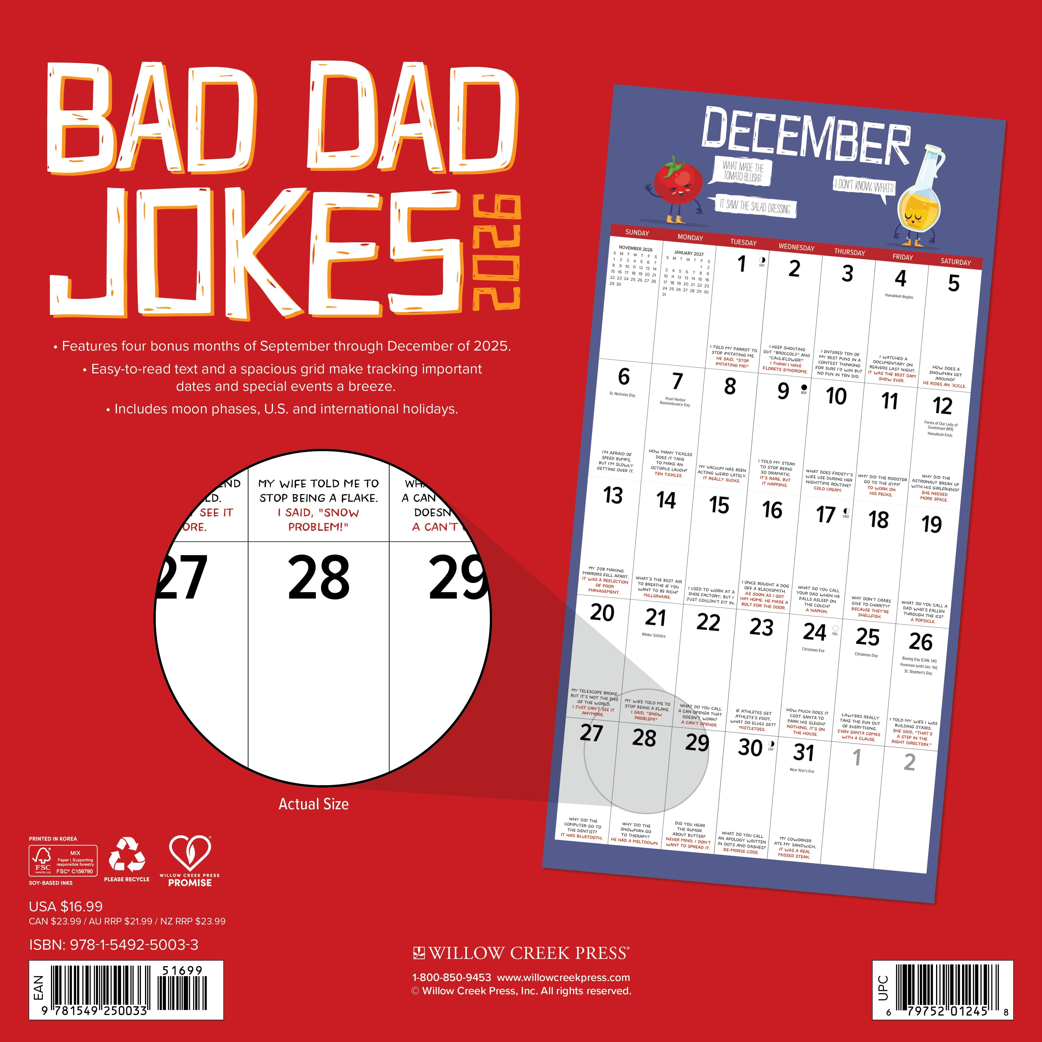 2026 Bad Dad Jokes - Square Wall Calendar