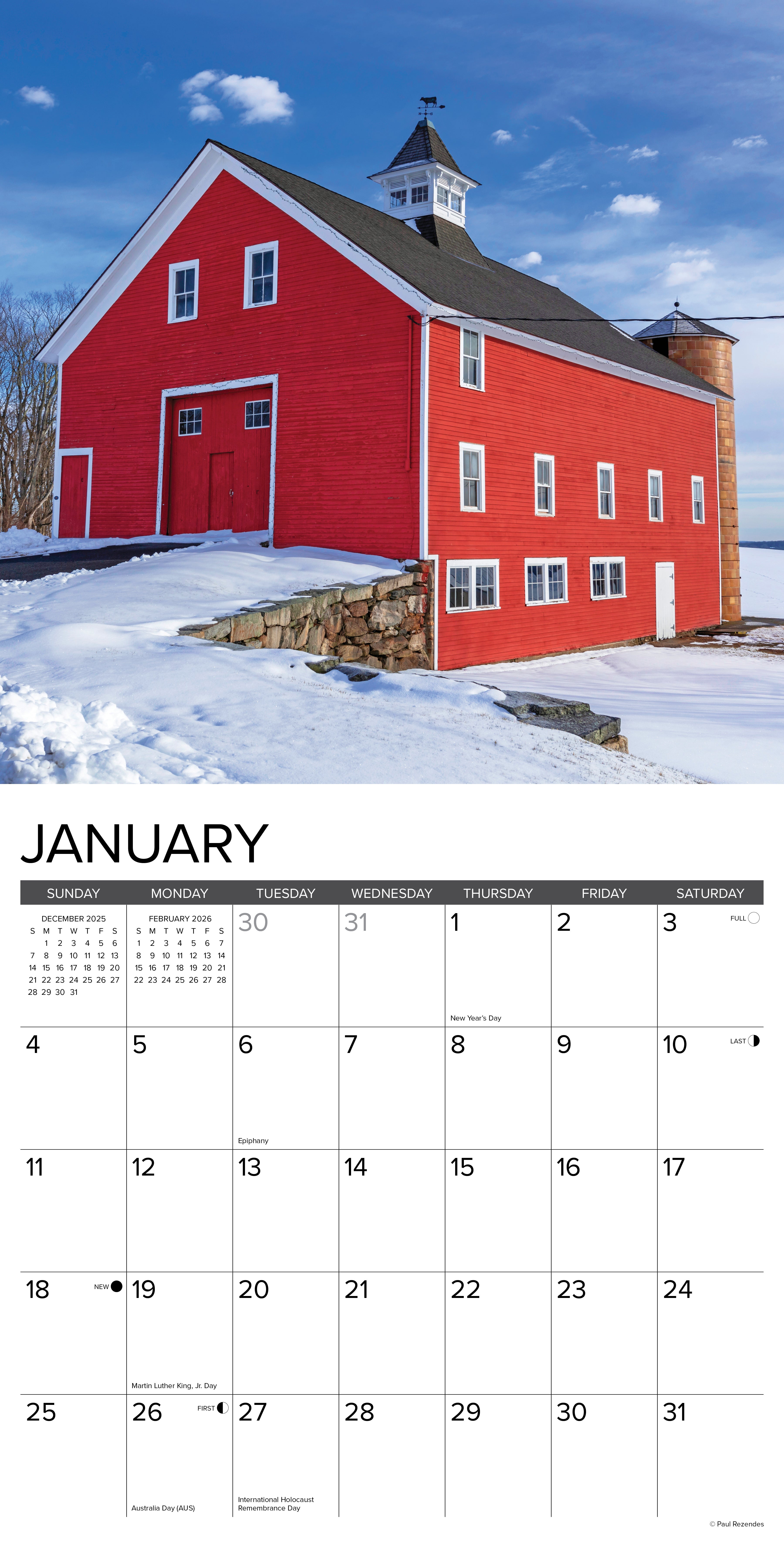 2026 Barns - Square Wall Calendar