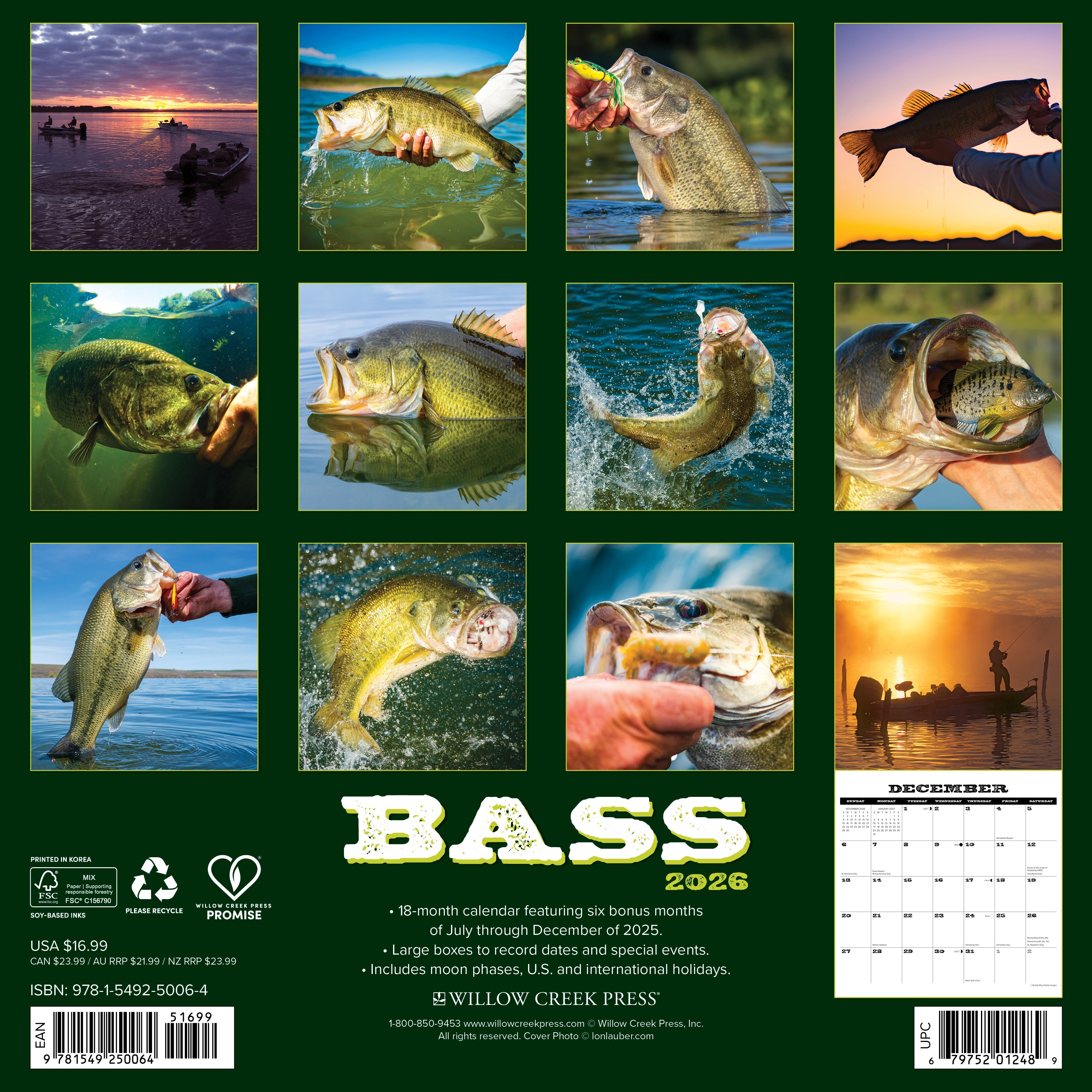 2026 Bass - Square Wall Calendar