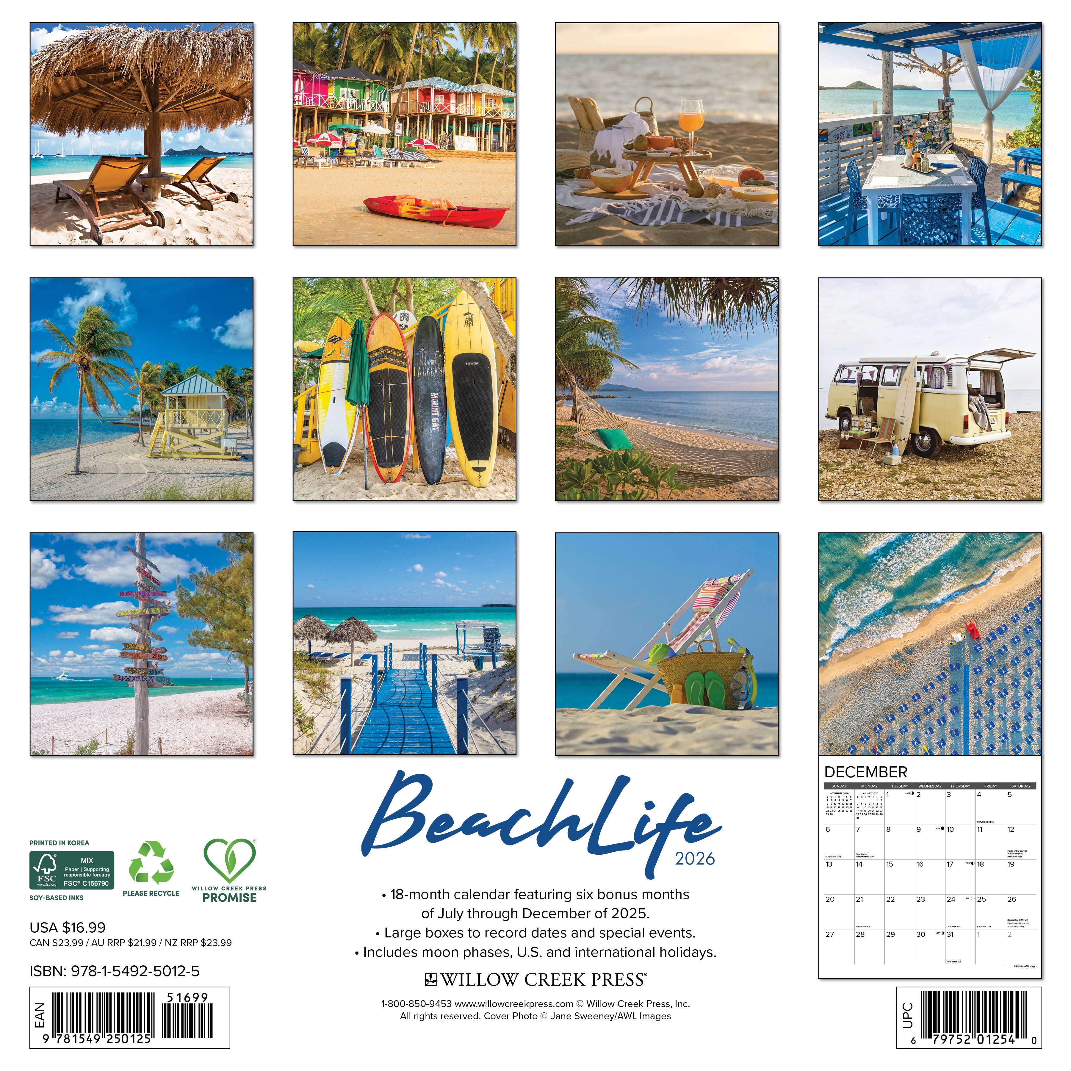 2026 BeachLife - Square Wall Calendar