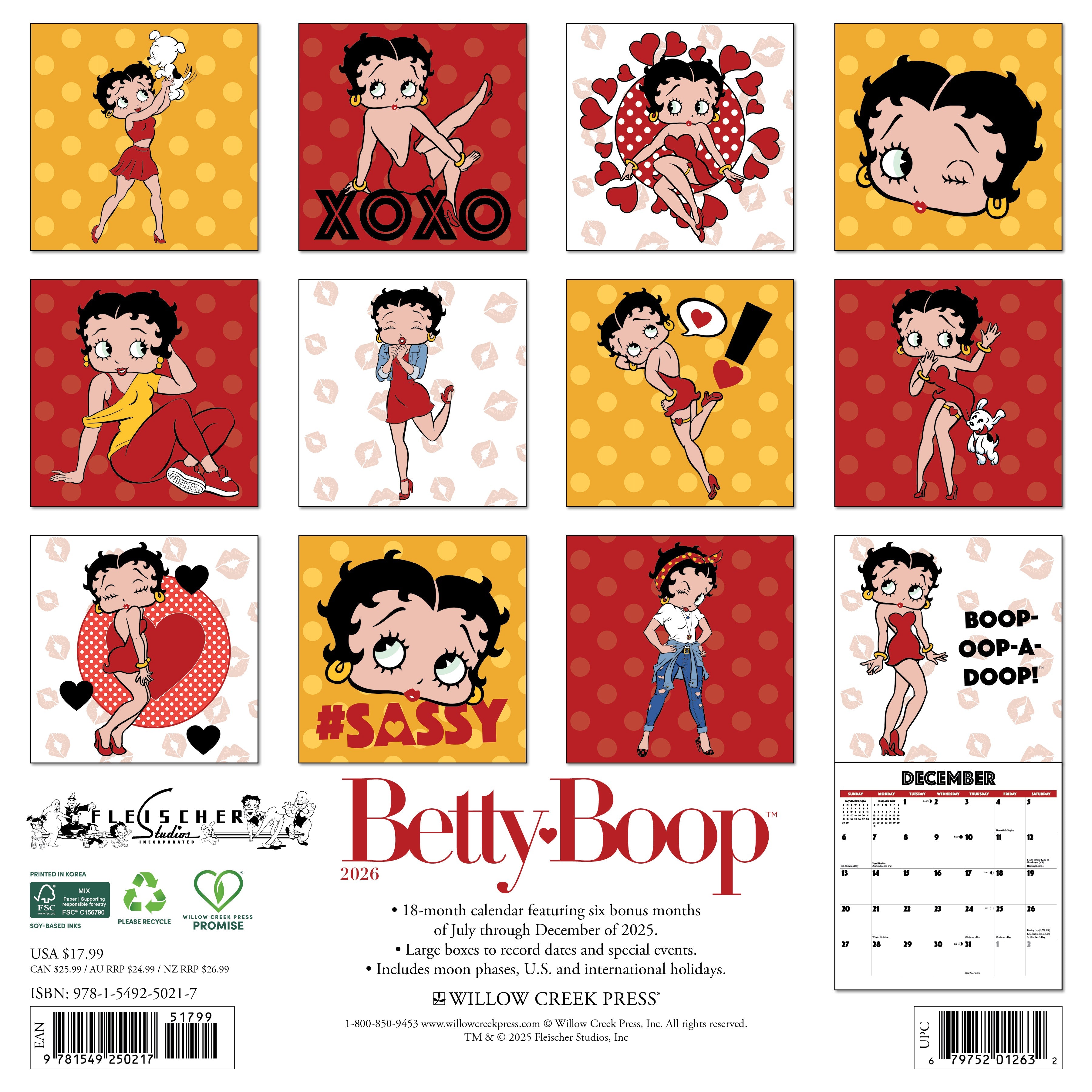 2026 Betty Boop - Square Wall Calendar
