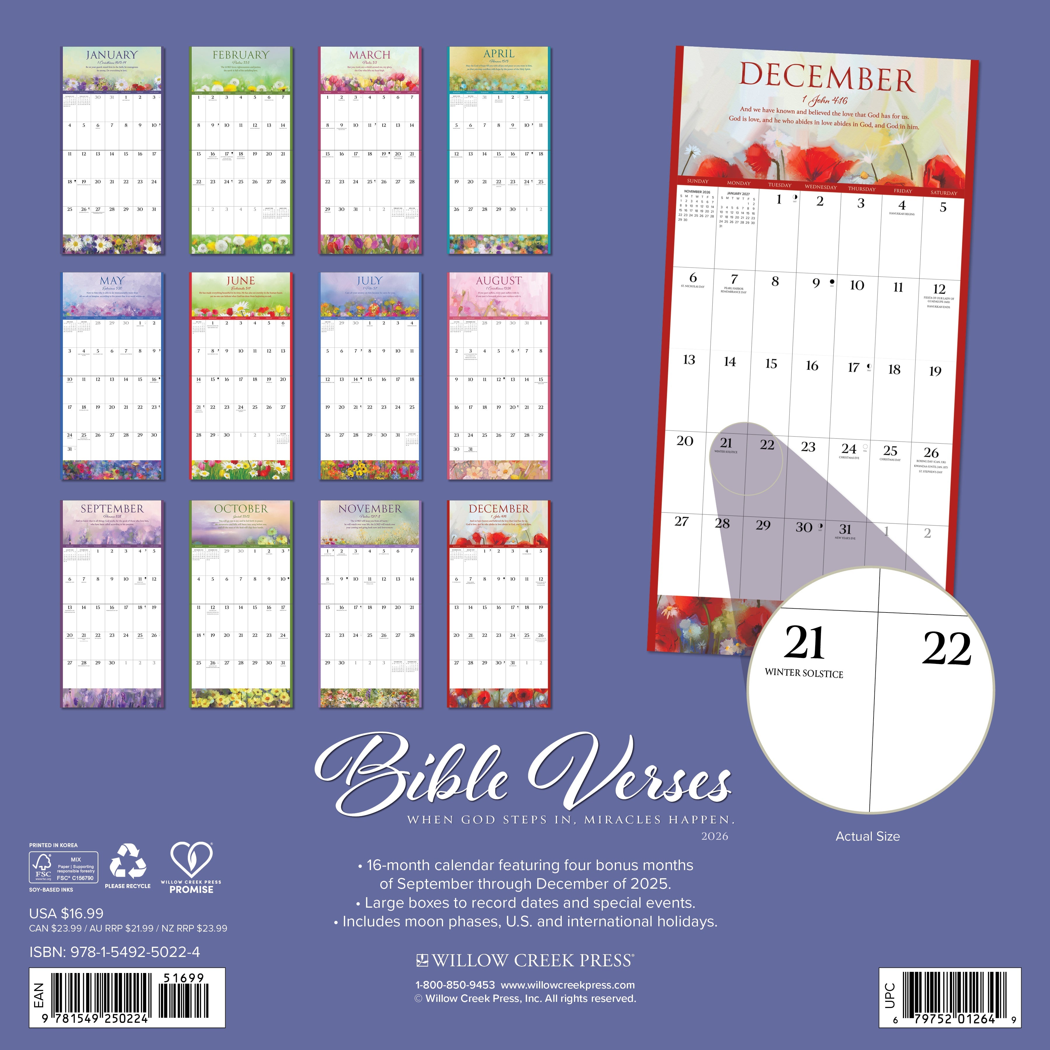 2026 Bible Verses - Square Wall Calendar