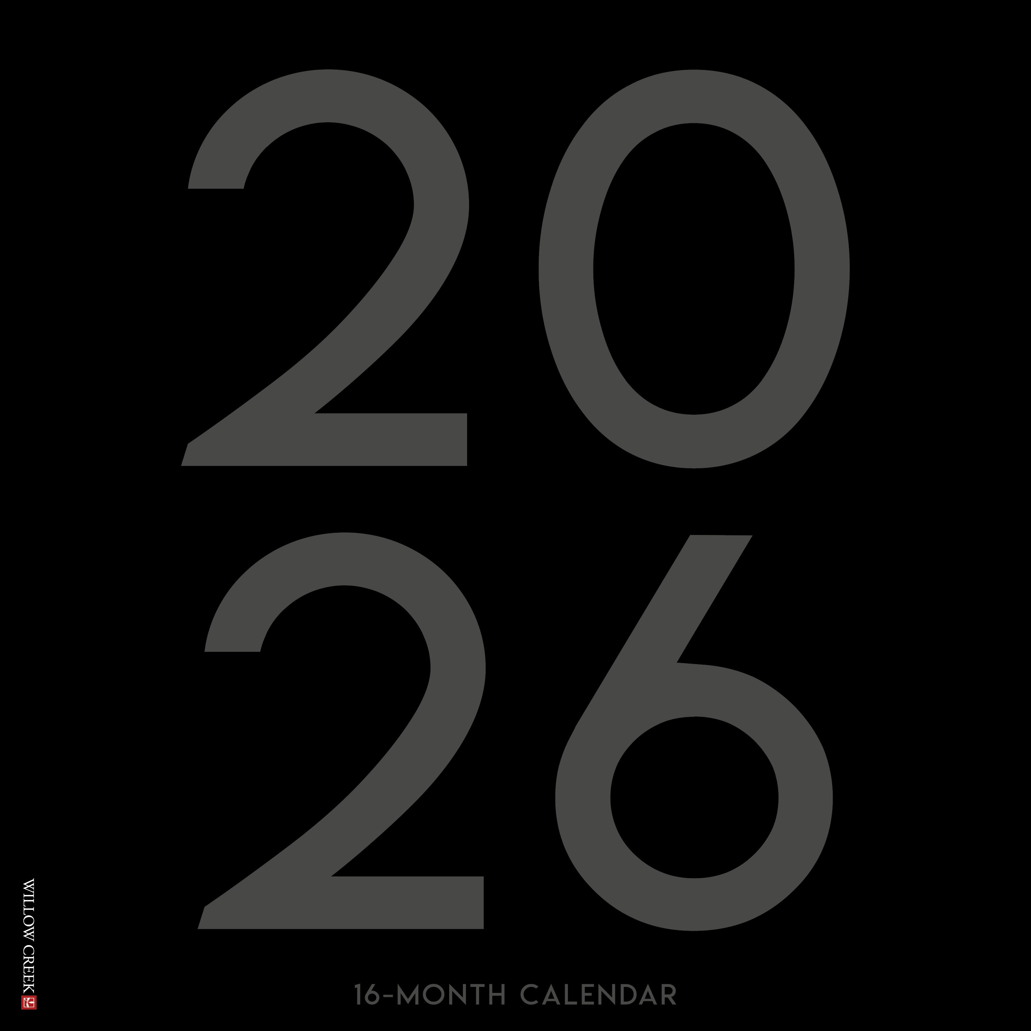 2026 Black & White Professional Large Grid - Square Wall Calendar