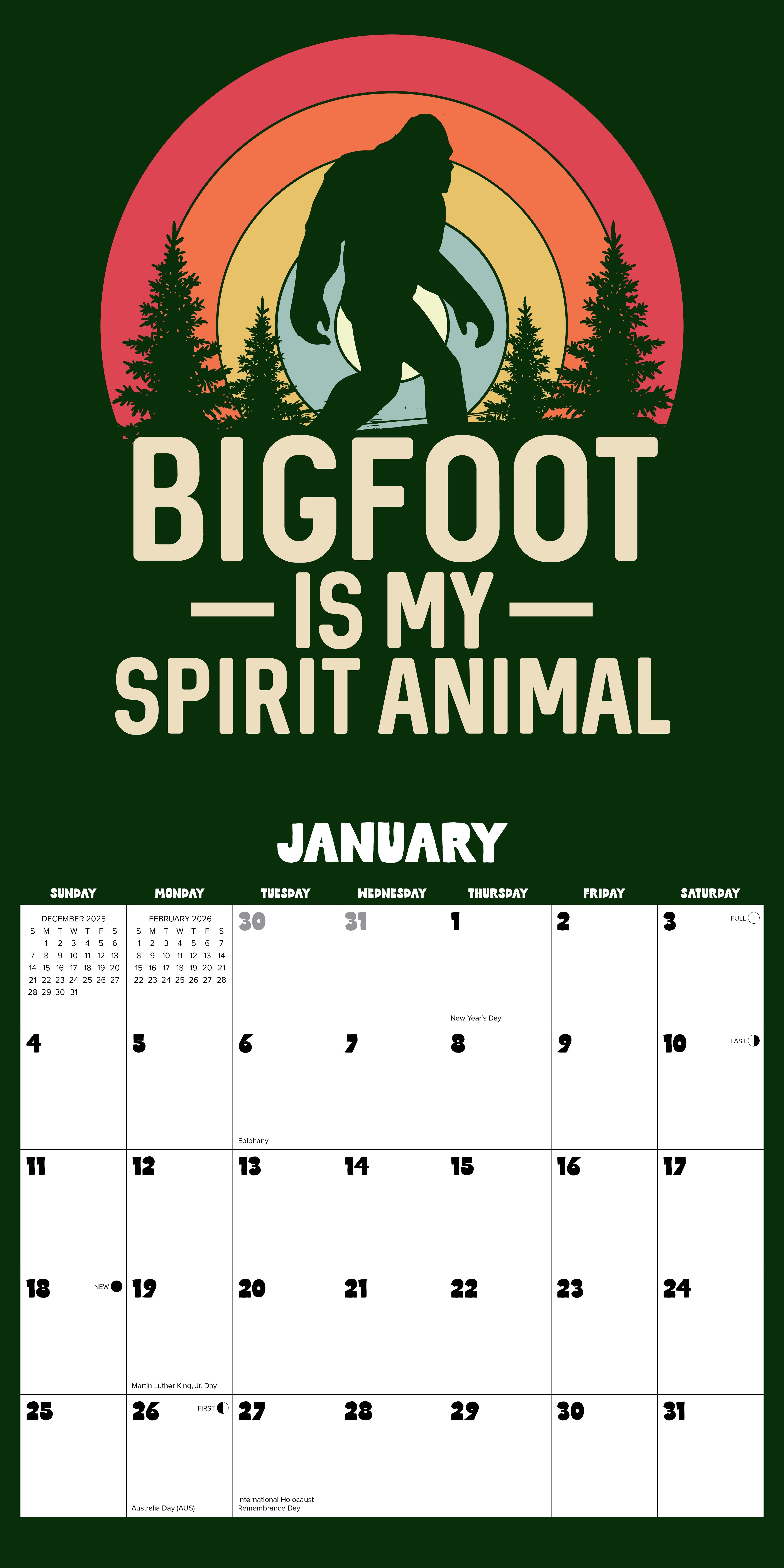 2026 Bigfoot - Square Wall Calendar
