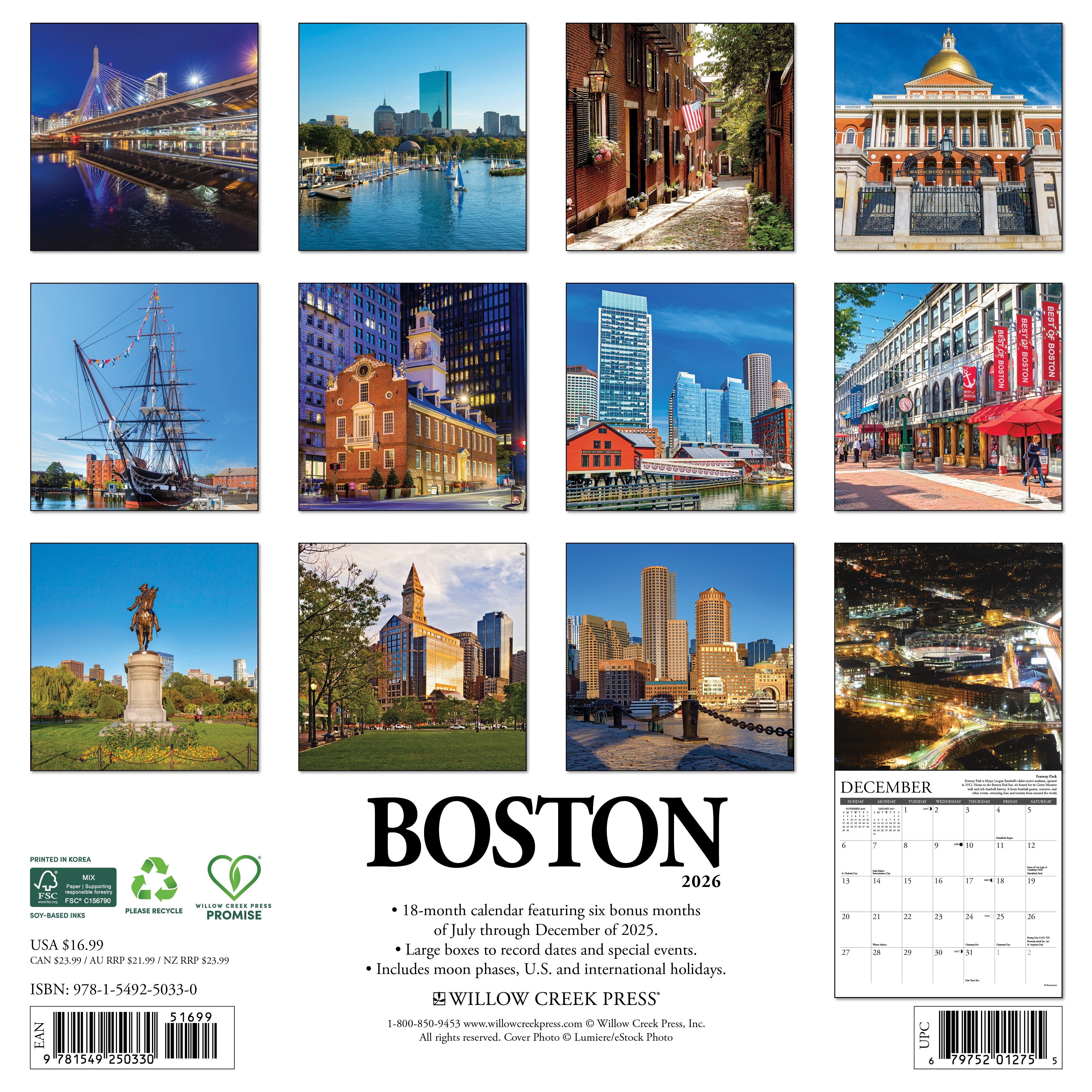 2026 Boston - Square Wall Calendar