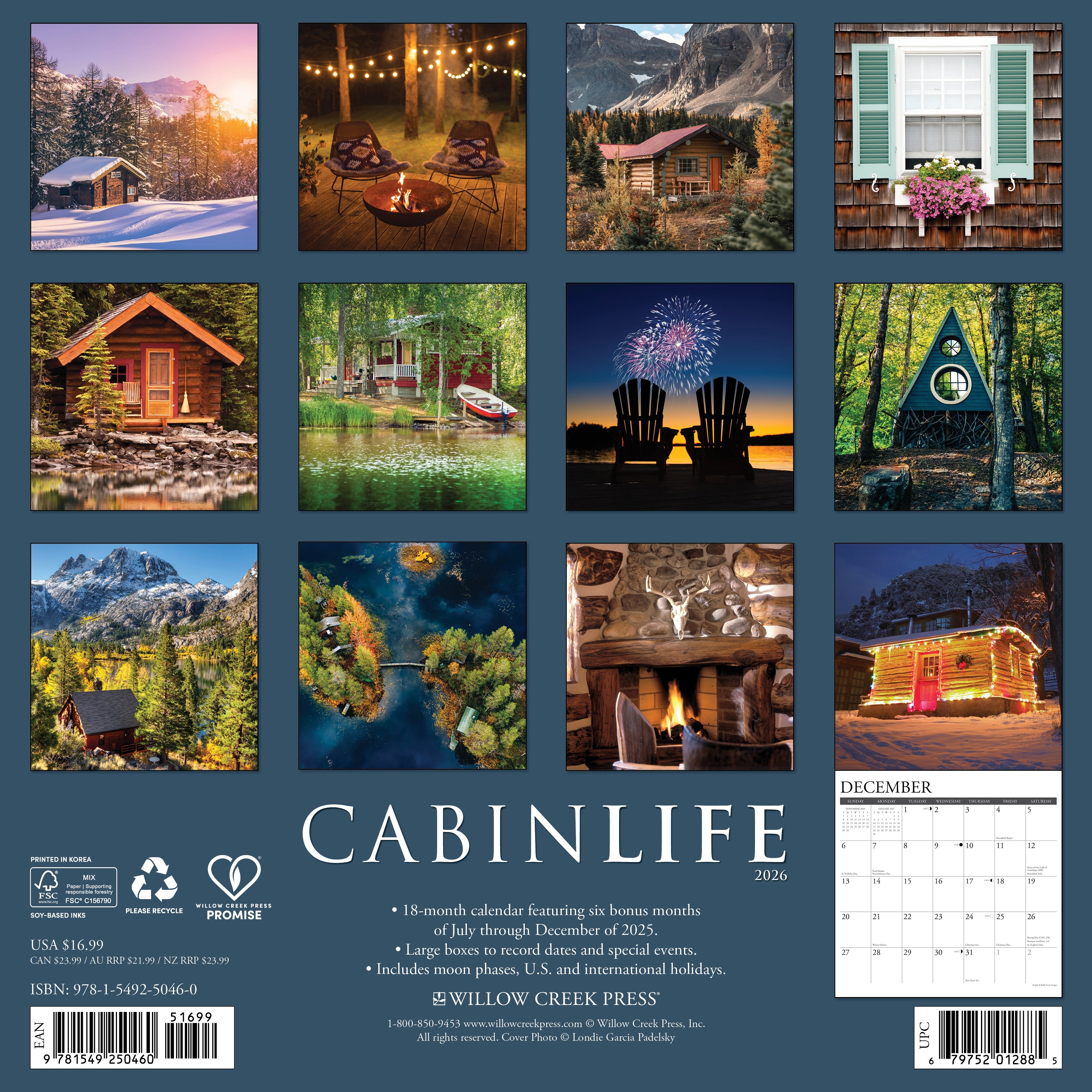 2026 CabinLife - Square Wall Calendar