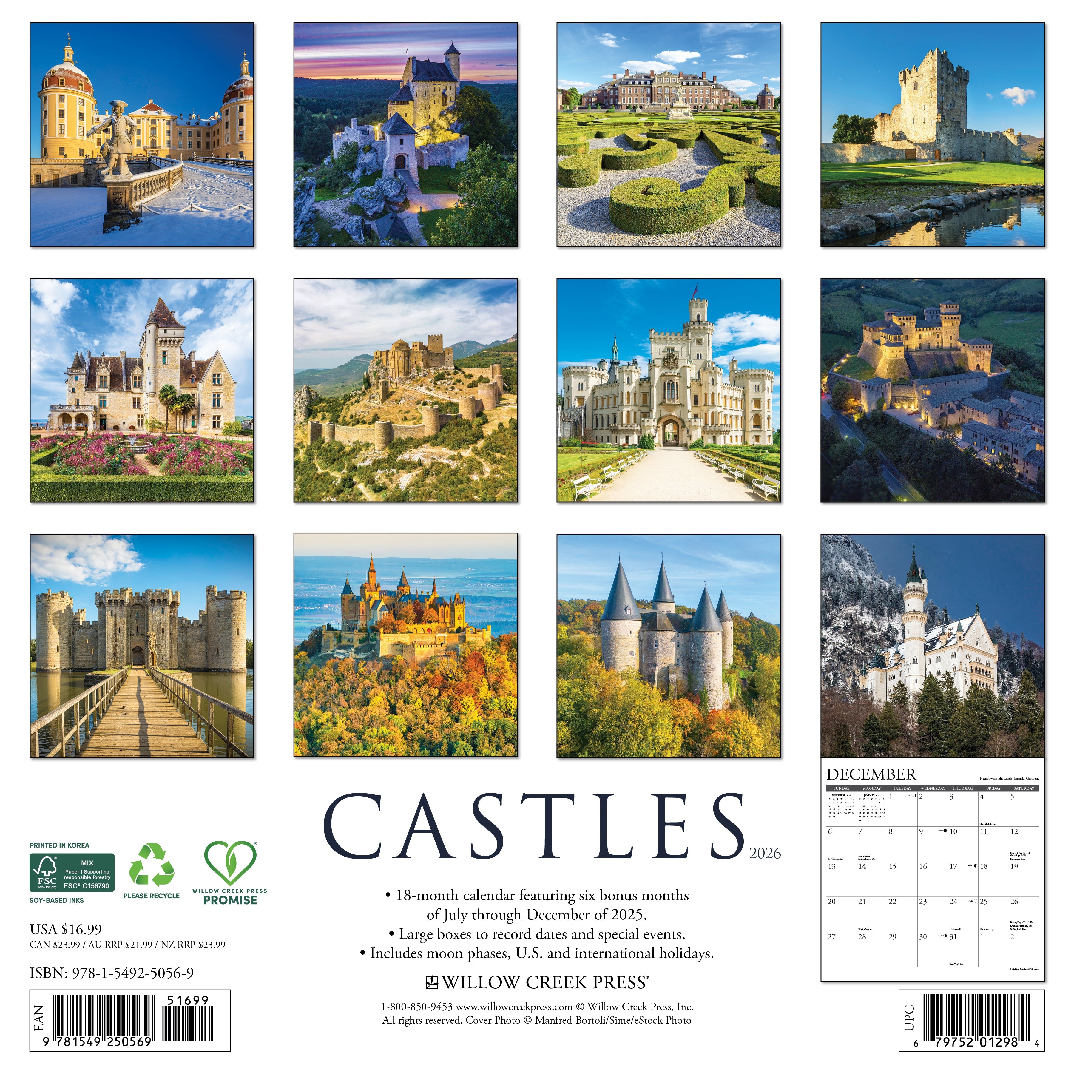 2026 Castles - Square Wall Calendar