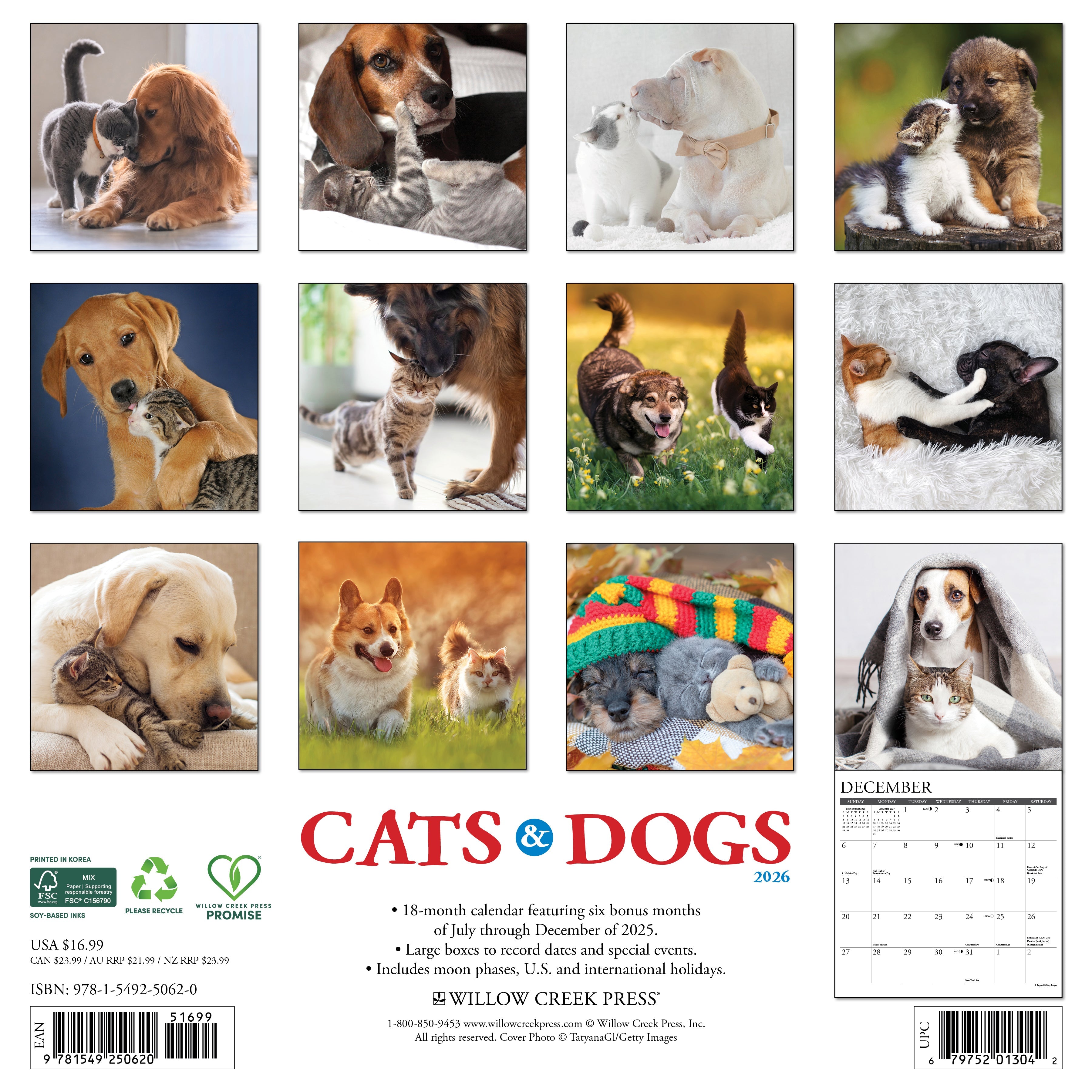 2026 Cats & Dogs - Square Wall Calendar