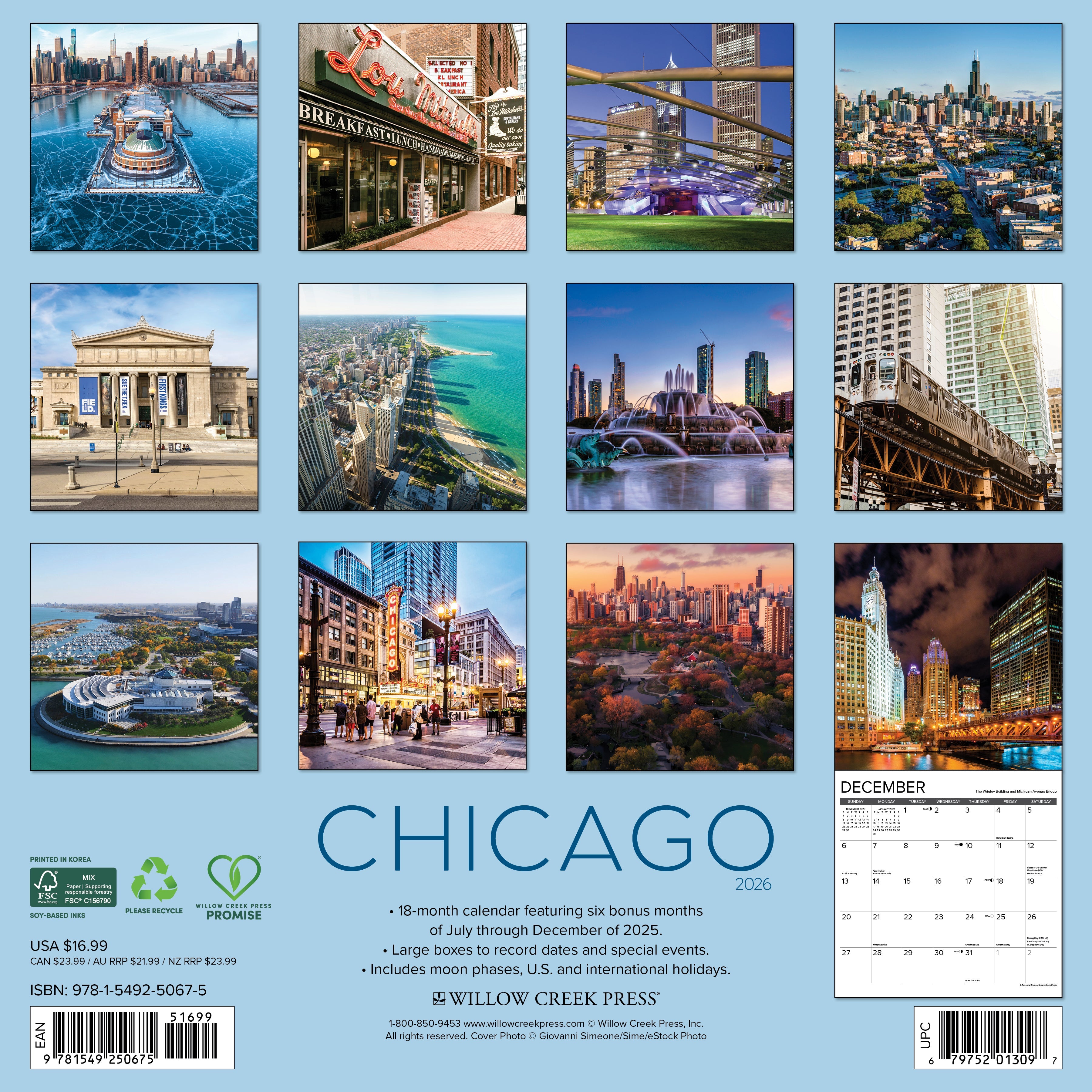 2026 Chicago - Square Wall Calendar