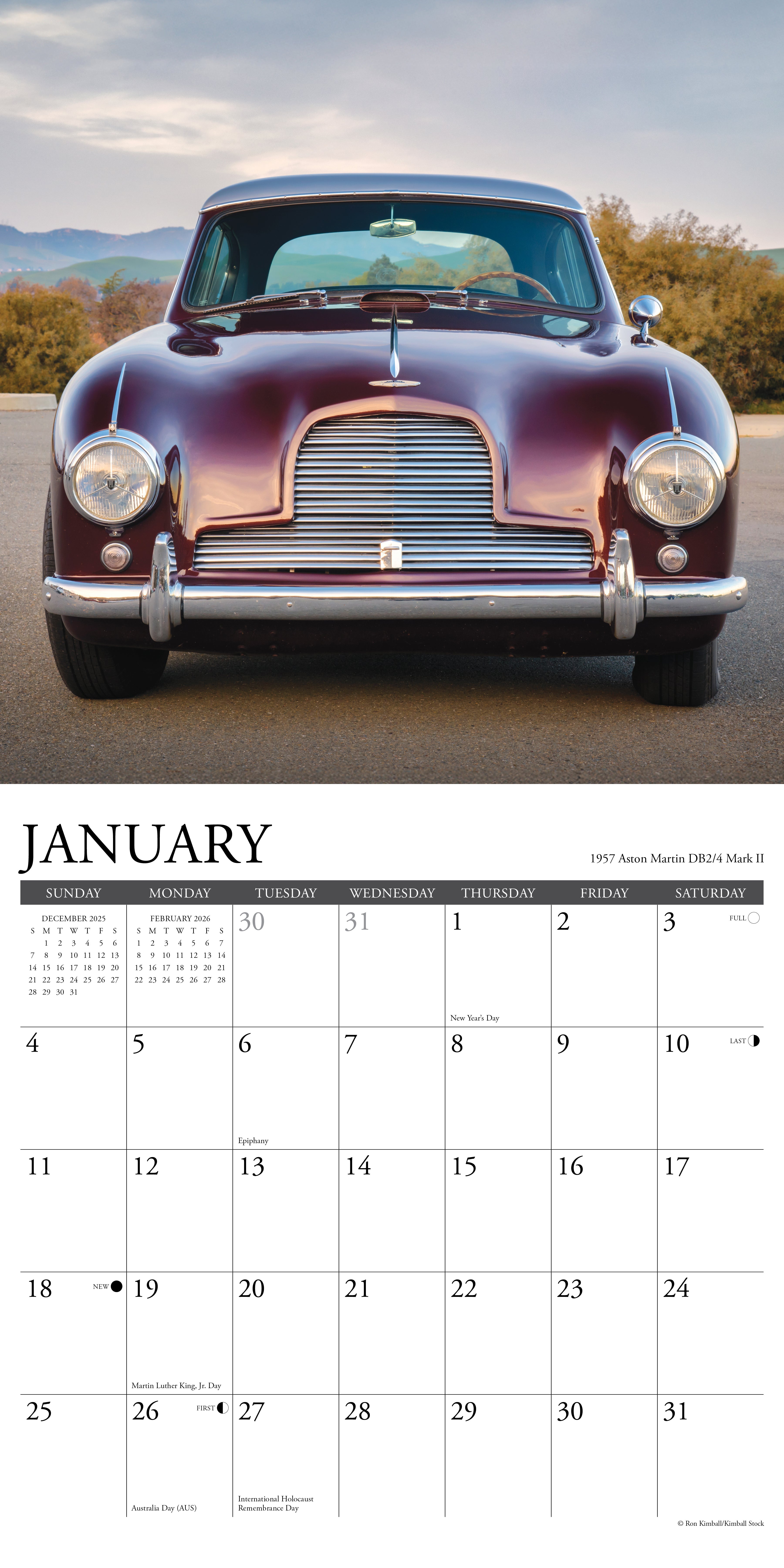 2026 Classic Cars - Square Wall Calendar