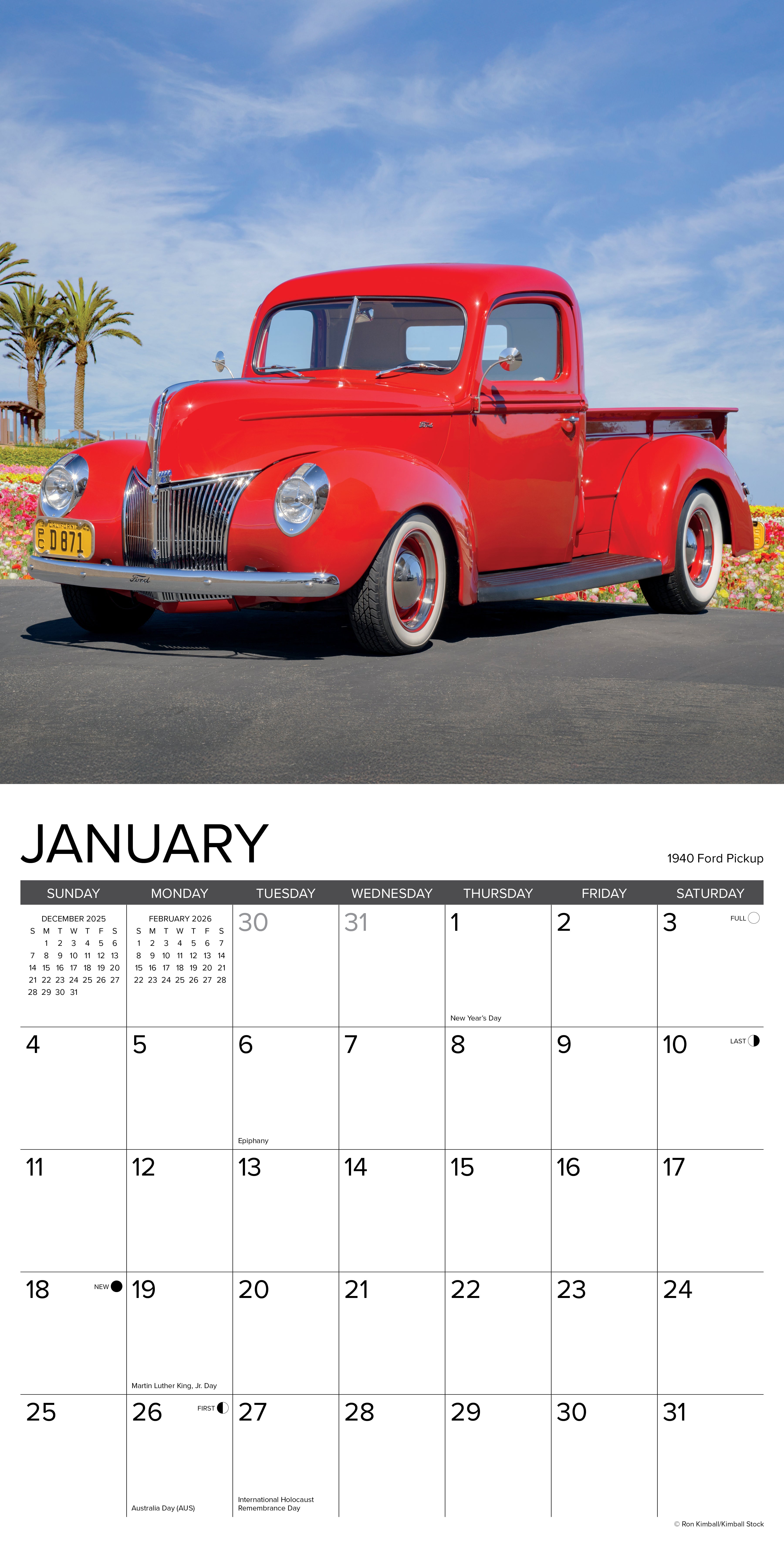 2026 Classic Cars & Trucks - Square Wall Calendar
