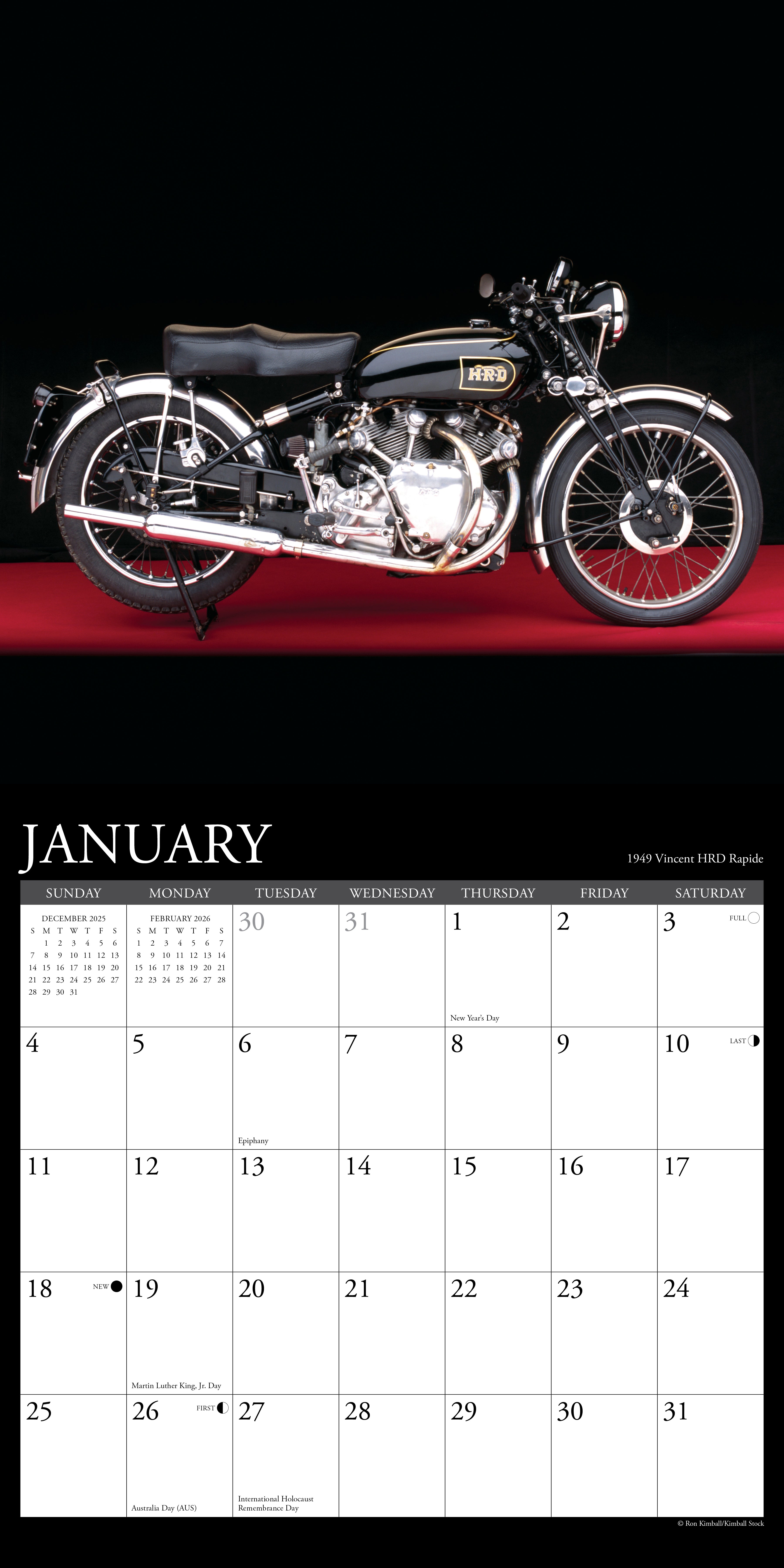 2026 Classic Motorcycles - Square Wall Calendar
