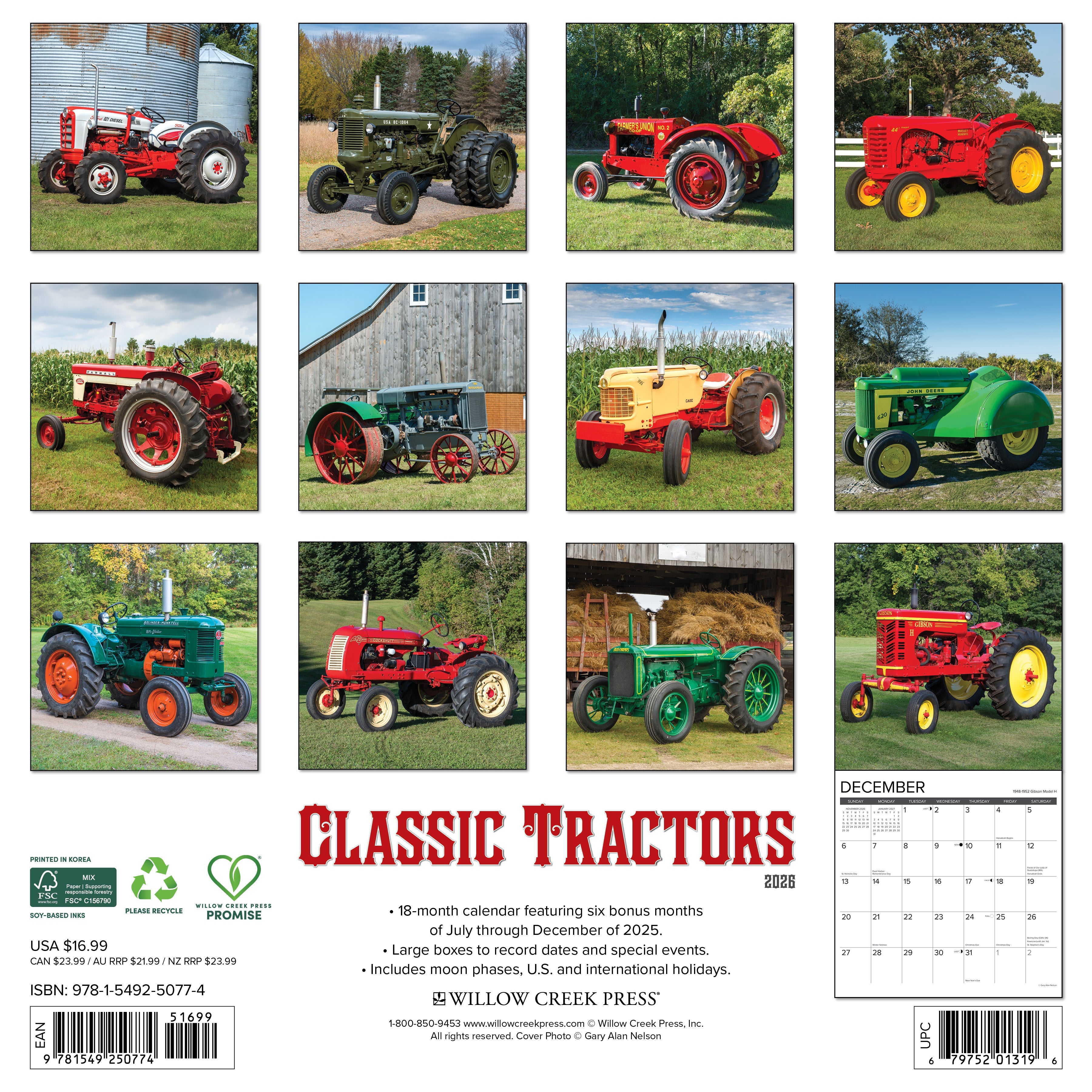2026 Classic Tractors - Square Wall Calendar