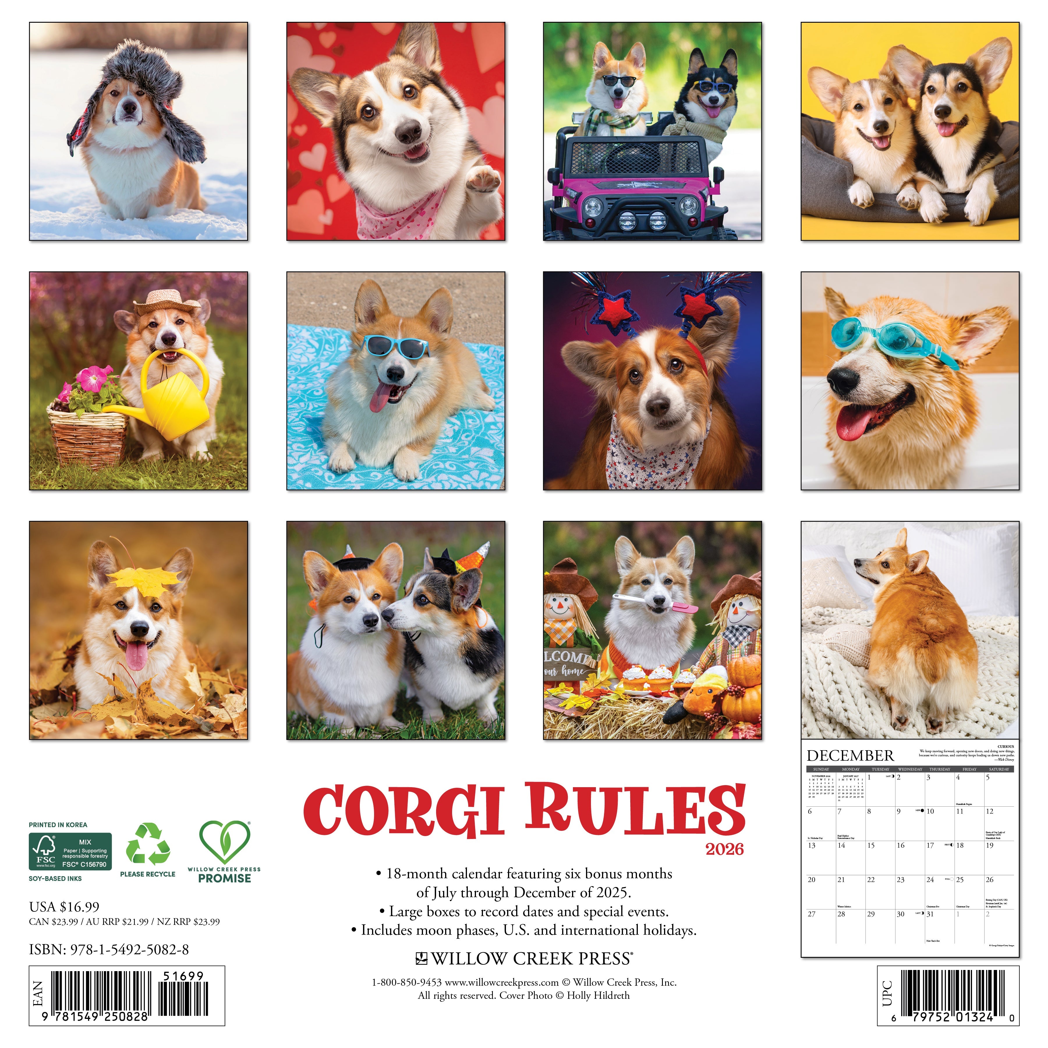 2026 Corgi Rules - Square Wall Calendar