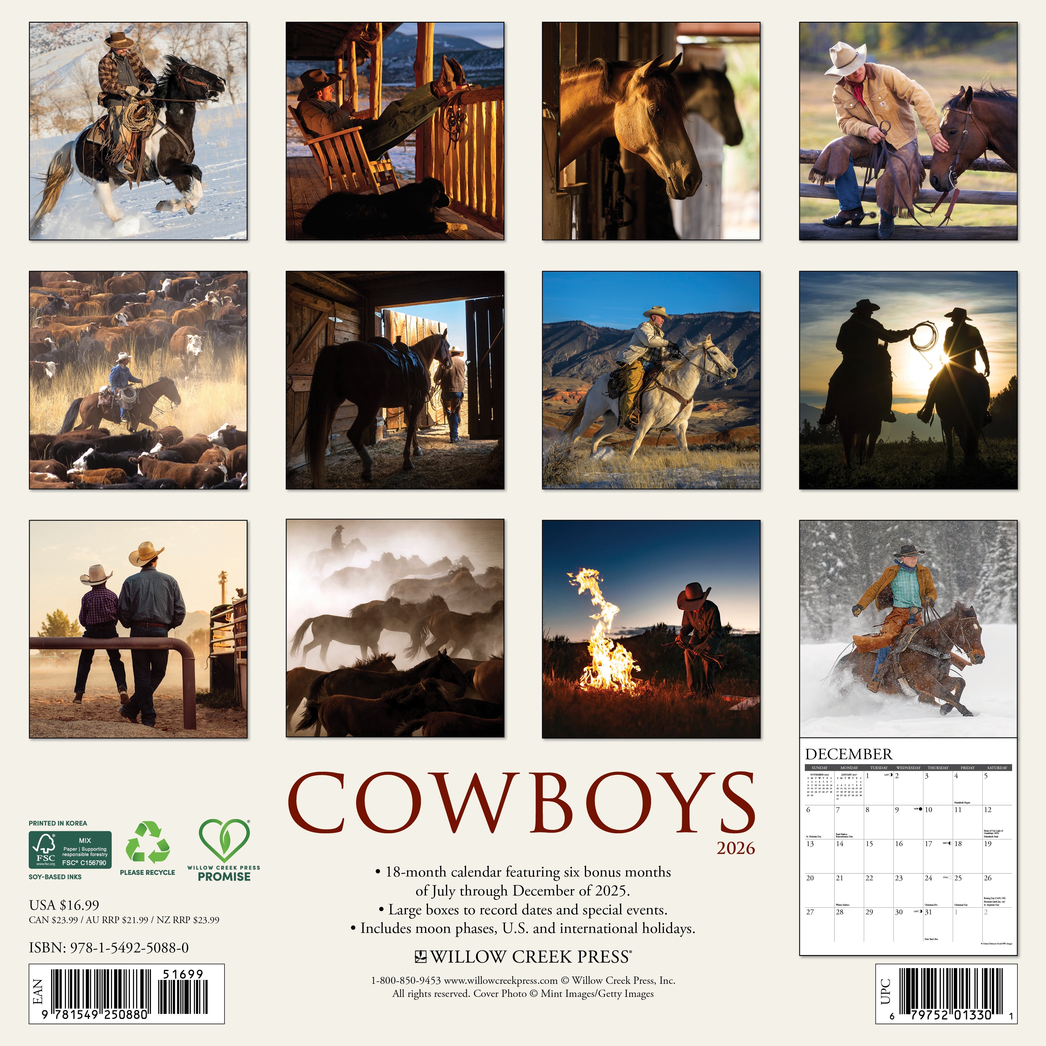 2026 Cowboys - Square Wall Calendar