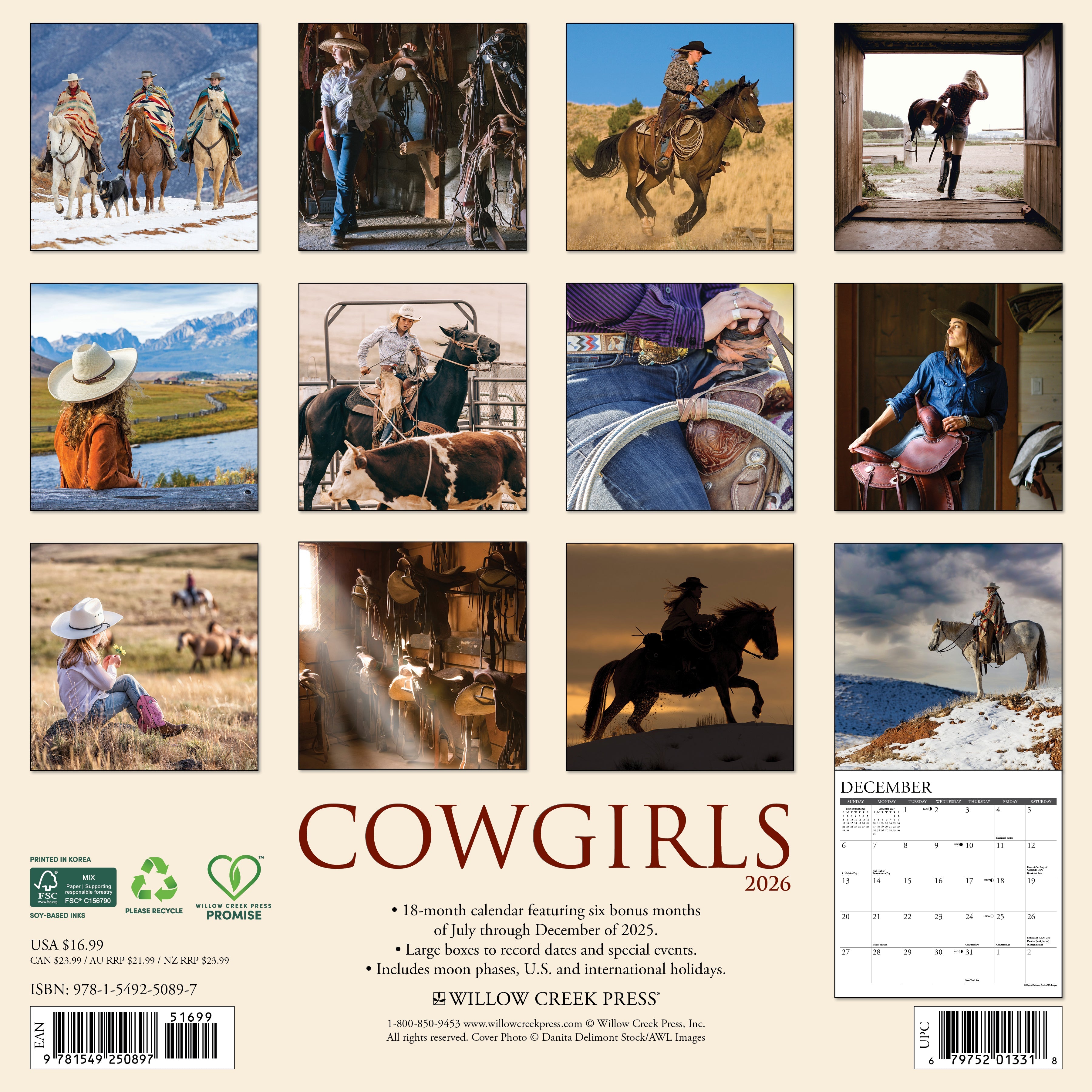 2026 Cowgirls - Square Wall Calendar