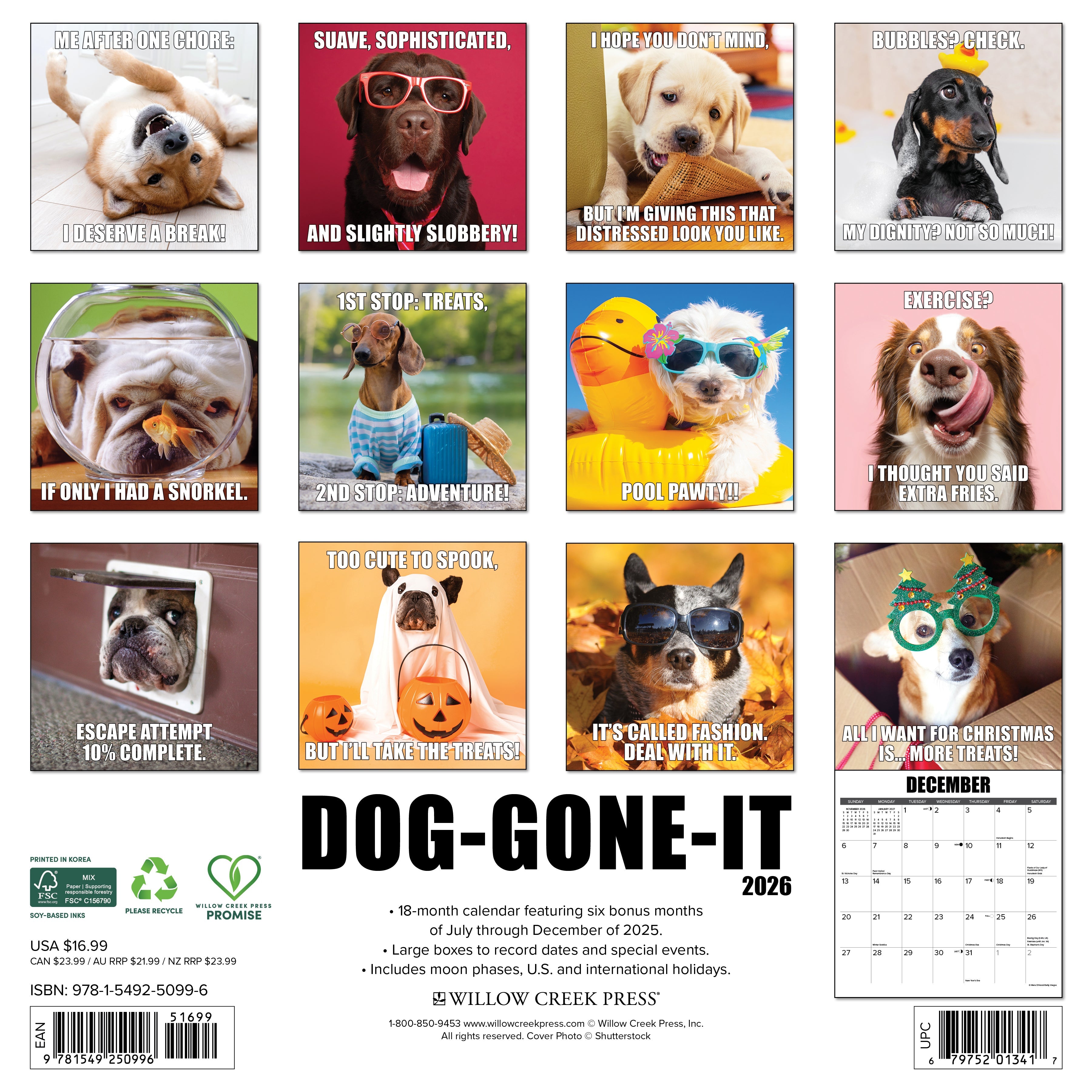 2026 Dog-Gone-It - Square Wall Calendar