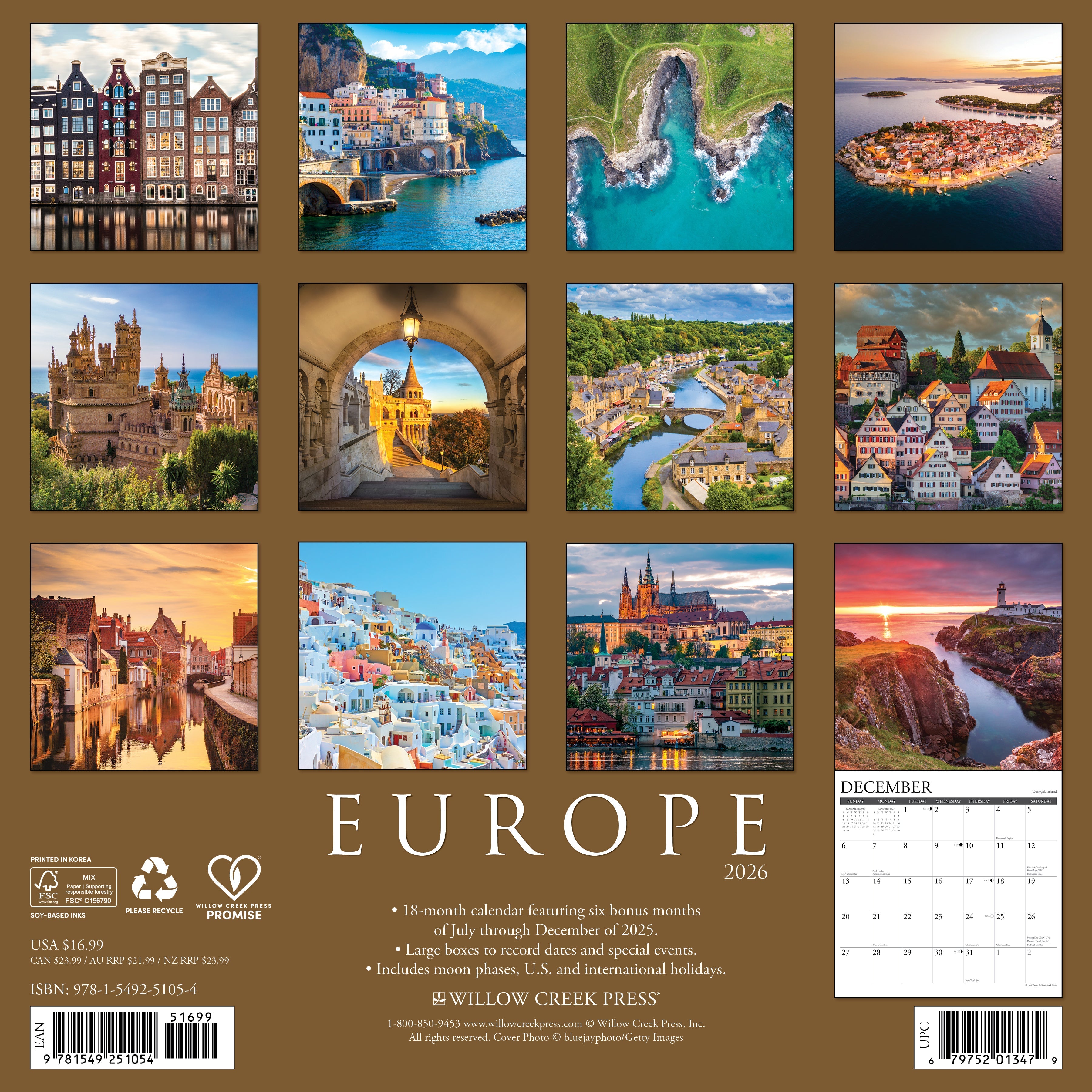 2026 Europe - Square Wall Calendar