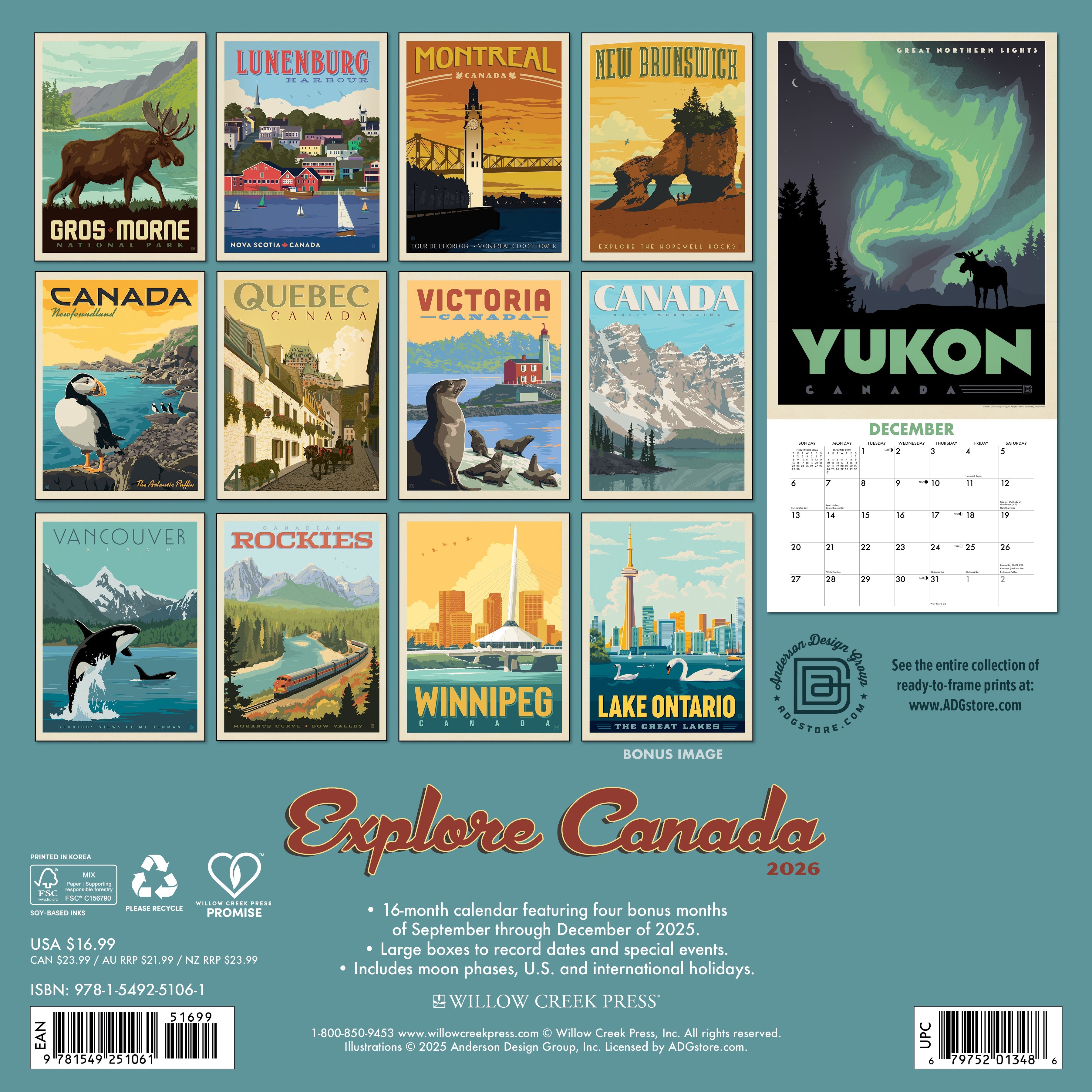 2026 Explore Canada - Square Wall Calendar